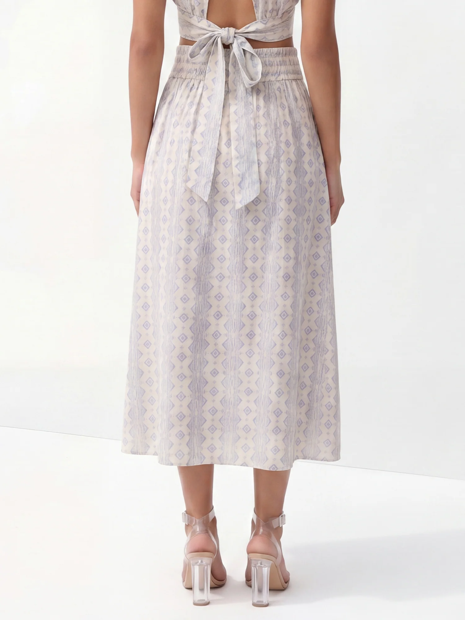 A-Line Block Print Midi Skirt - Image 4