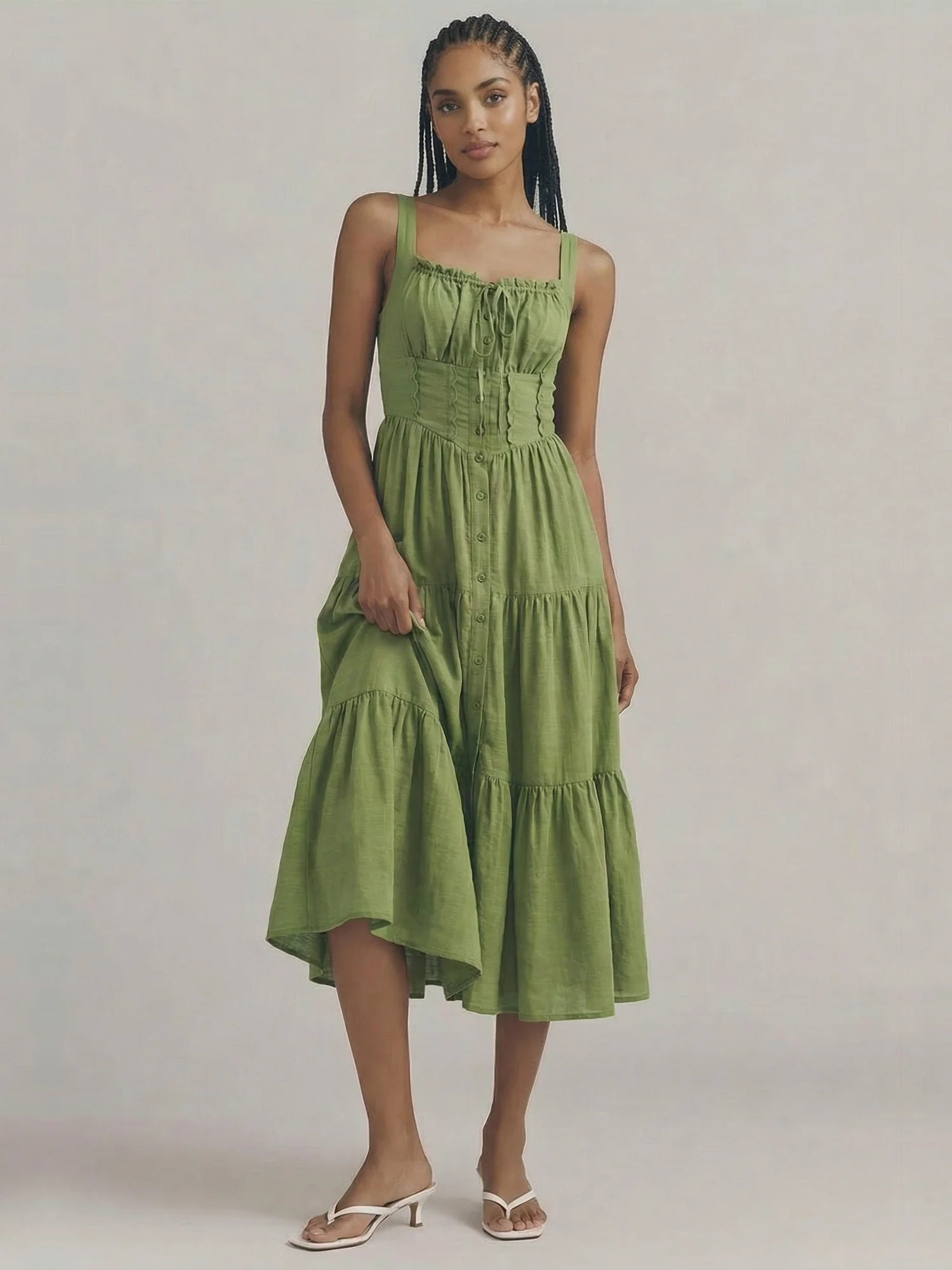 Beatrix Tiered Fit and Flare Midi Dress