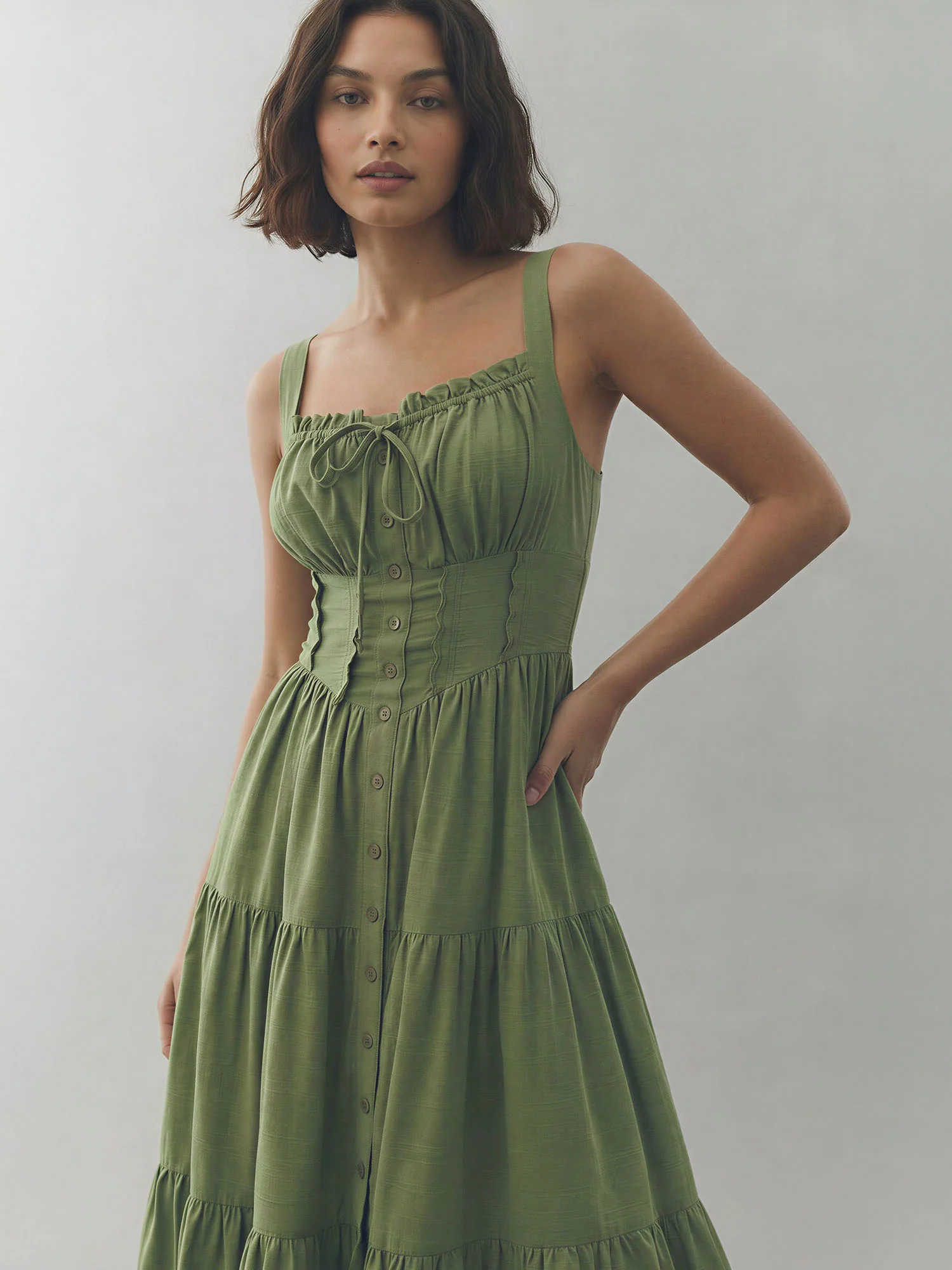 Beatrix Tiered Fit and Flare Midi Dress - Image 5