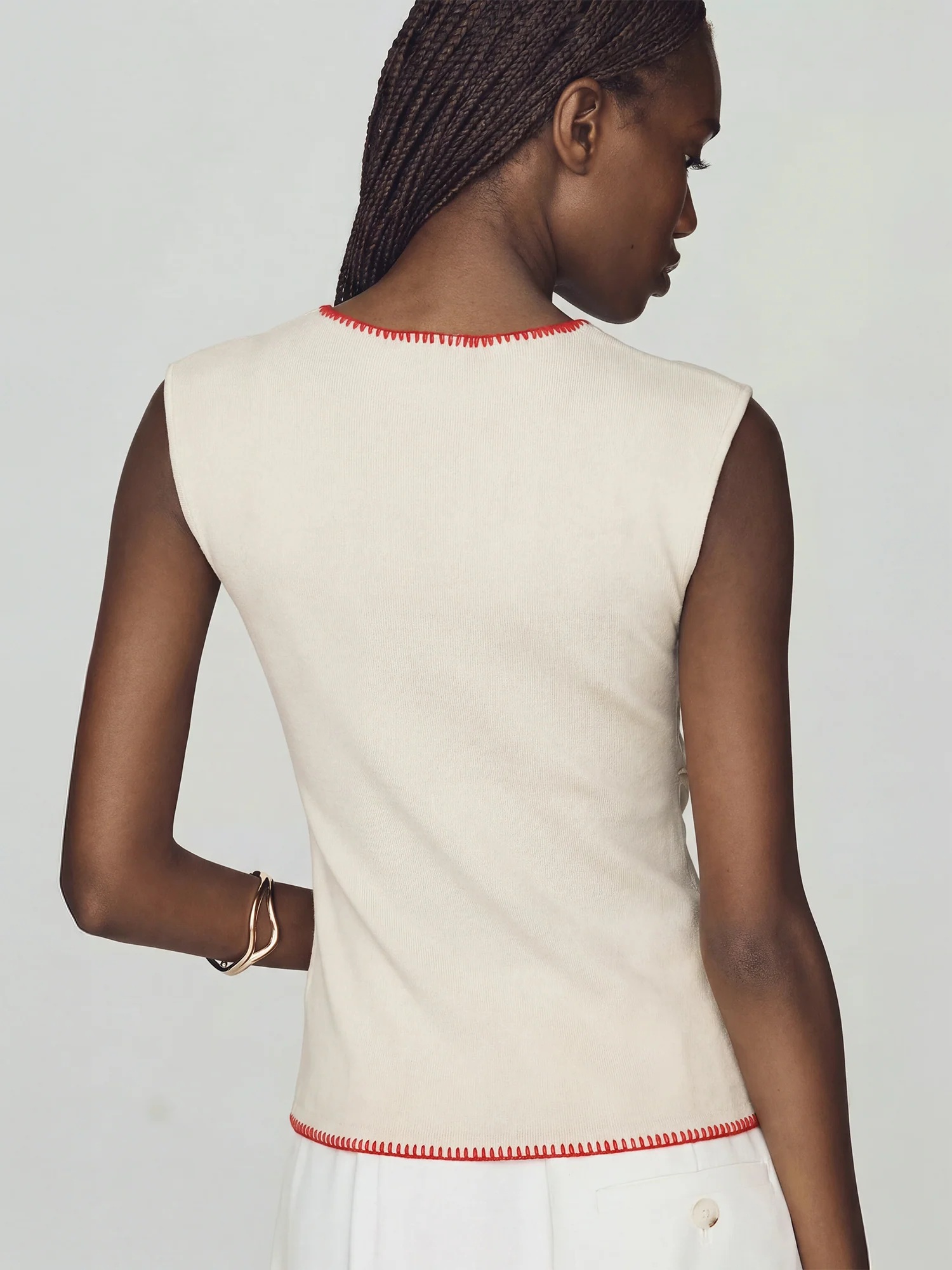 Blanket Stitch Hem Wrap Top - Image 4