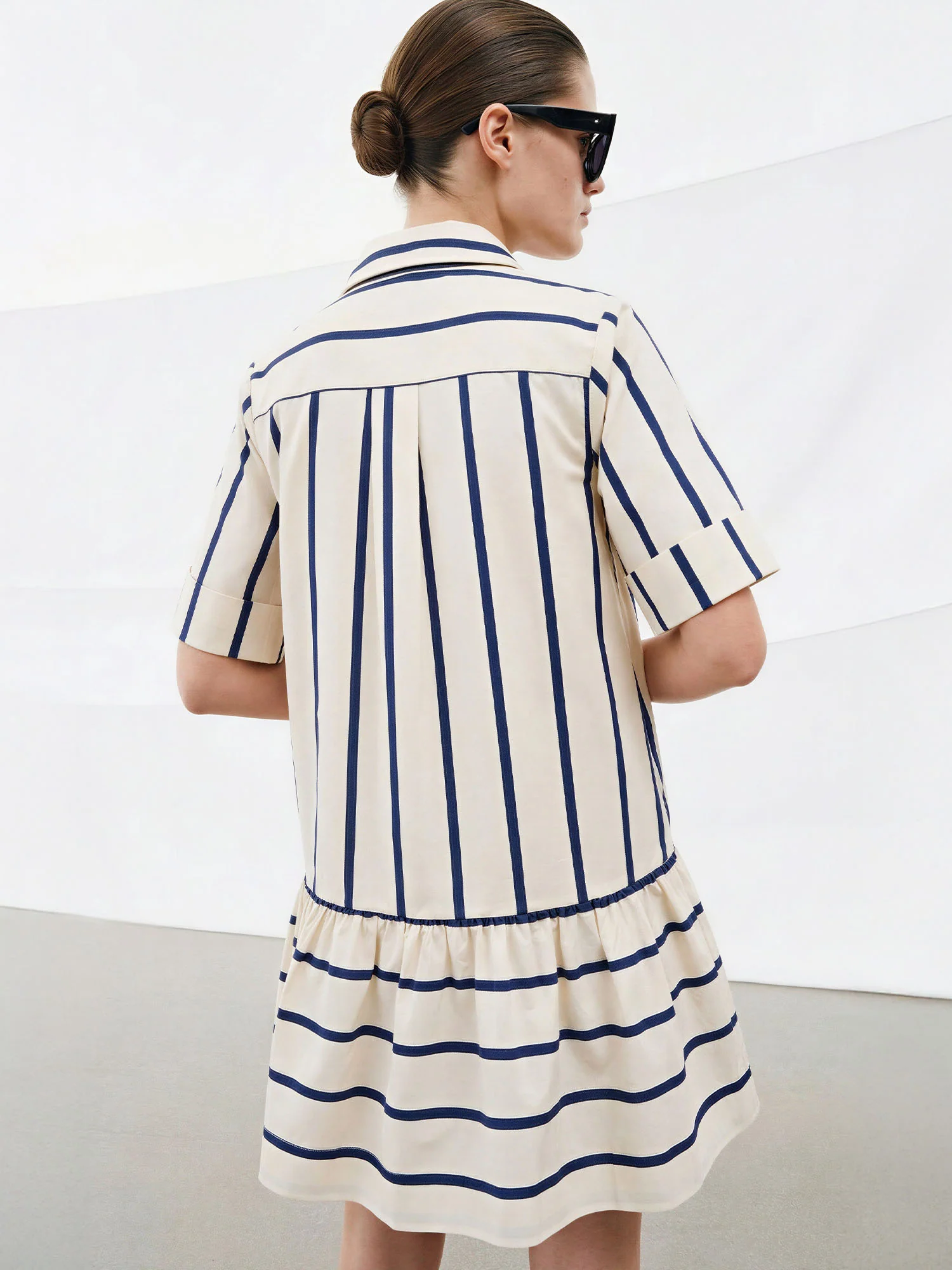 Button Down Tiered Ruffled Hem Mini Dress - Image 5