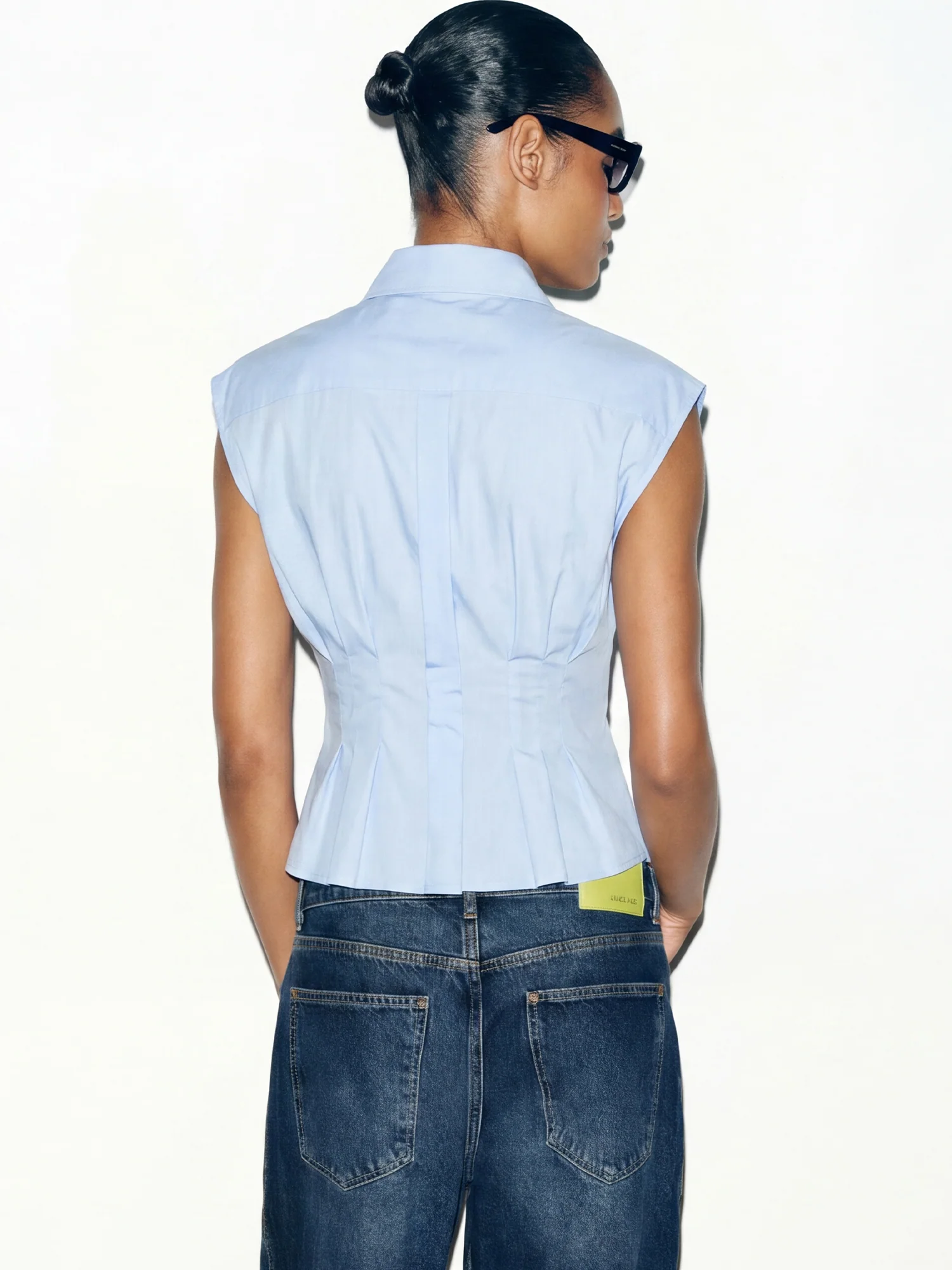 Cap Sleeve Button Down Hour Glass Shirt - Image 3