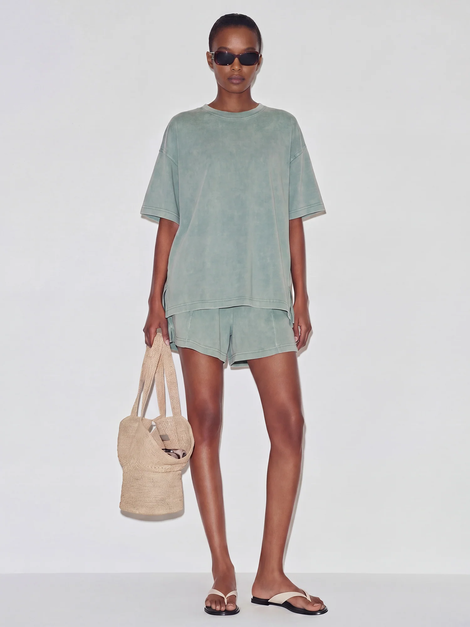 Crew Neck Mineral Wash Baggy Lounge Tee