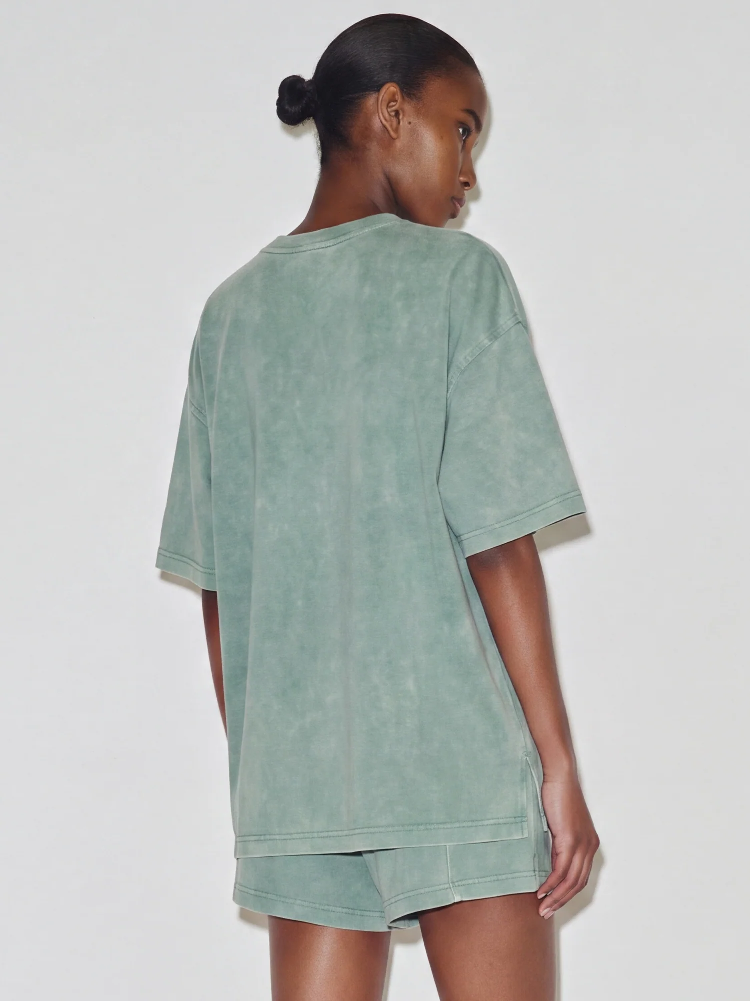 Crew Neck Mineral Wash Baggy Lounge Tee - Image 3