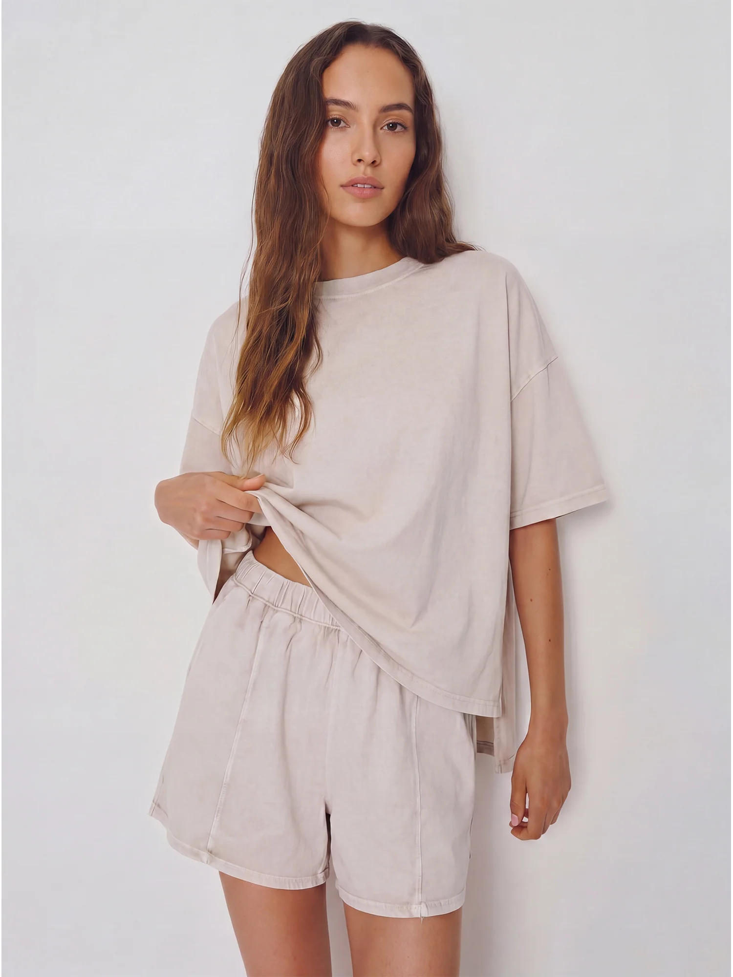 Crew Neck Mineral Wash Baggy Lounge Tee - Image 5