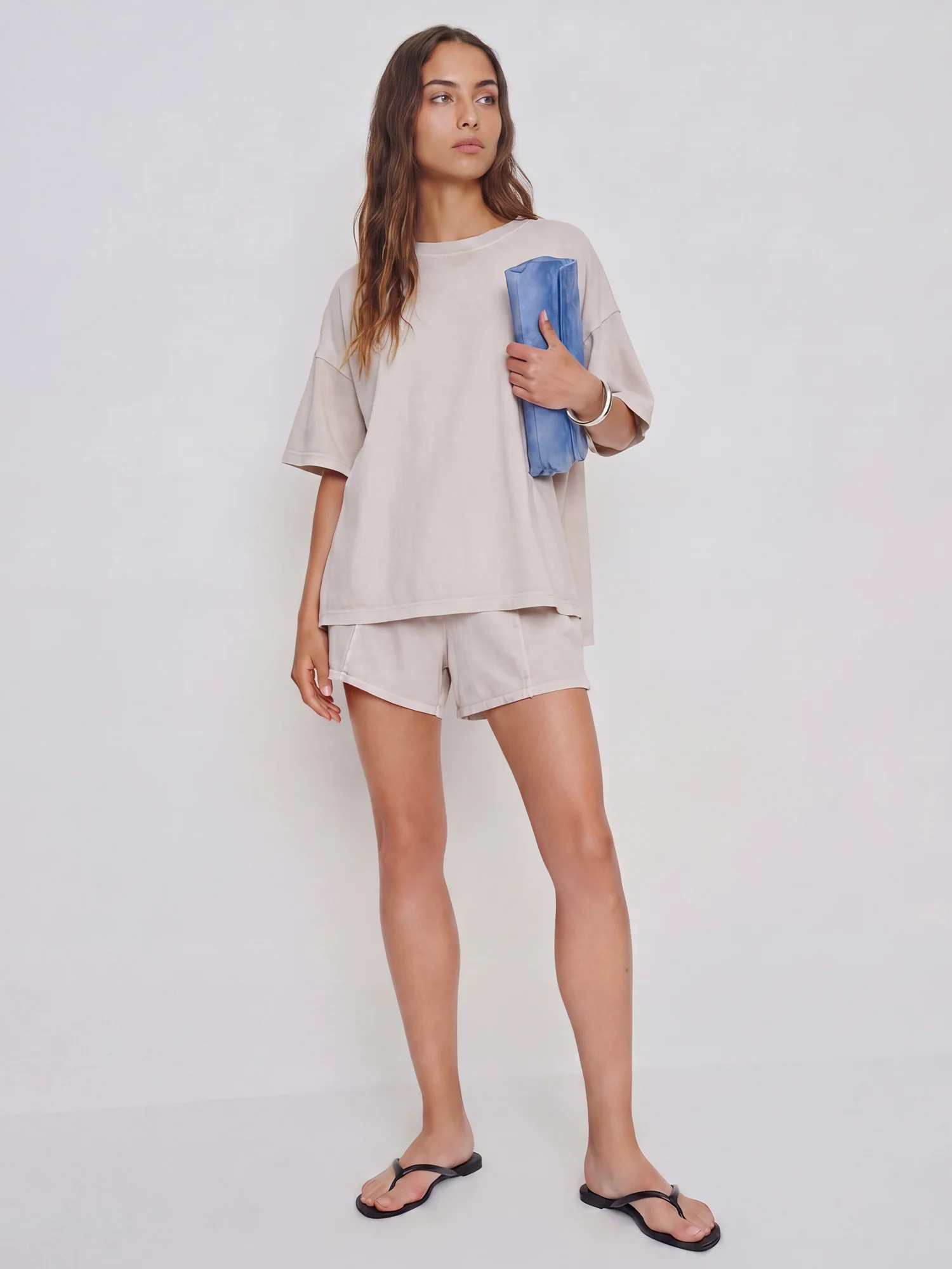 Crew Neck Mineral Wash Baggy Lounge Tee - Image 6