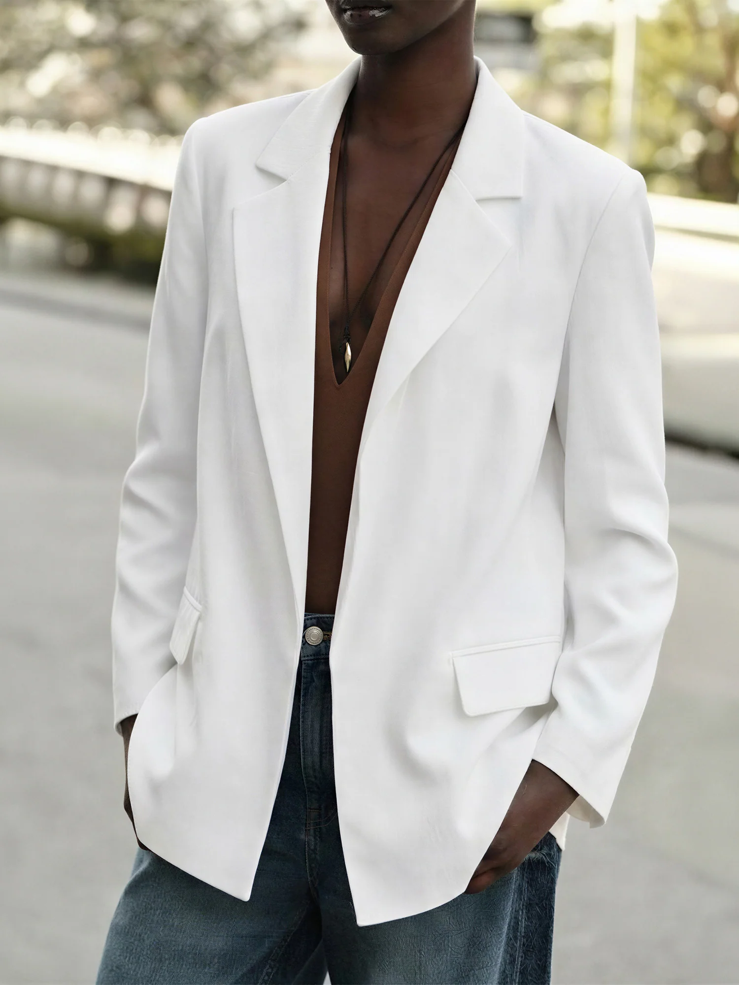Crinkle Flowy Open Blazer - Image 13