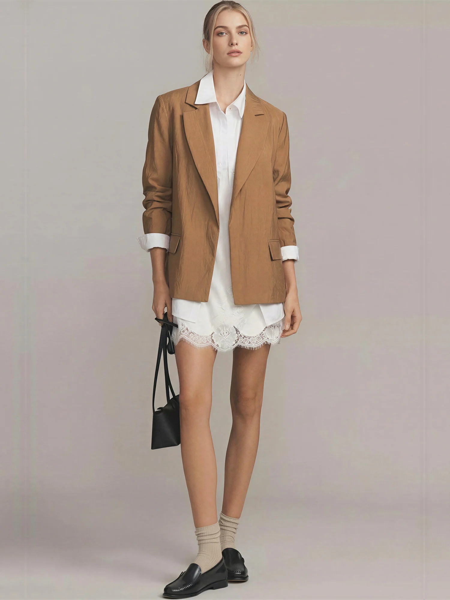 Crinkle Flowy Open Blazer - Image 7
