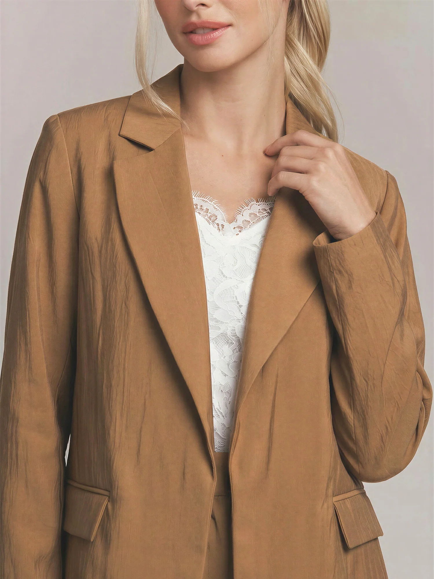 Crinkle Flowy Open Blazer - Image 8
