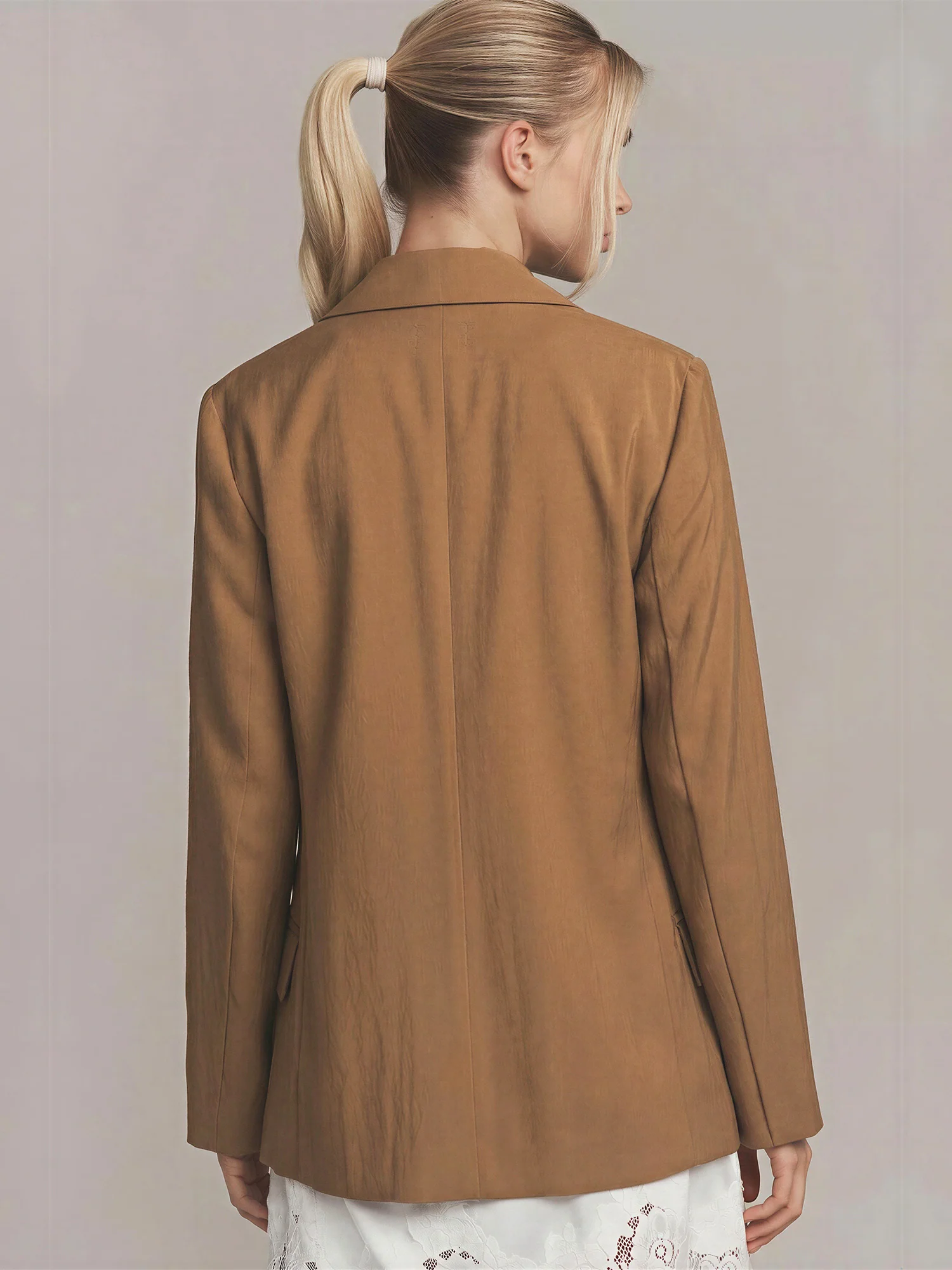Crinkle Flowy Open Blazer - Image 9