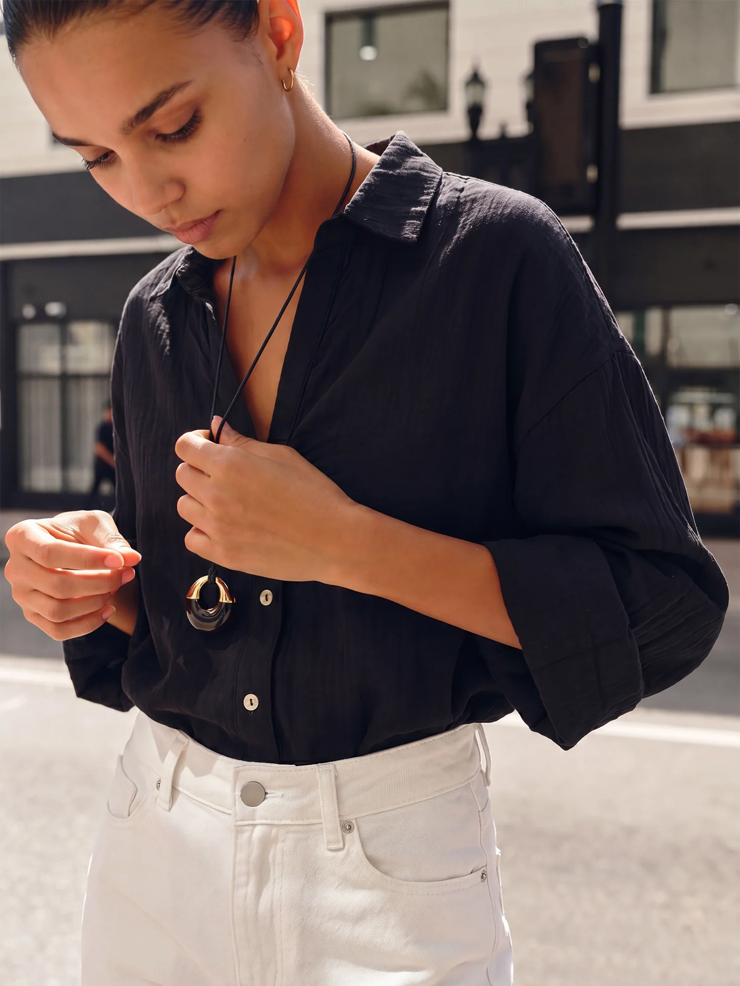 Fine Gauze Button Down Knitwear Shirt - Image 3