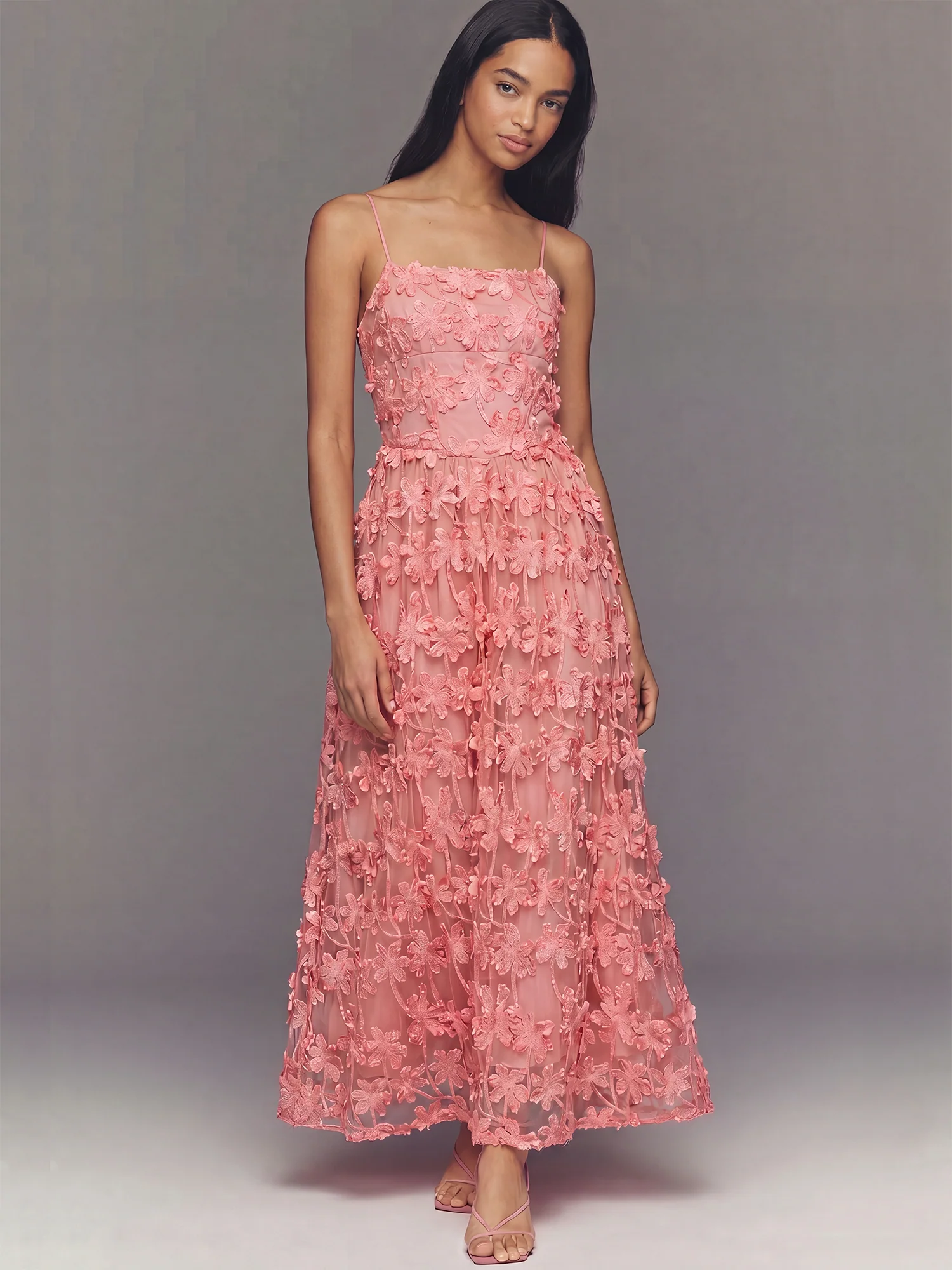 Floral Applique Midi Dress