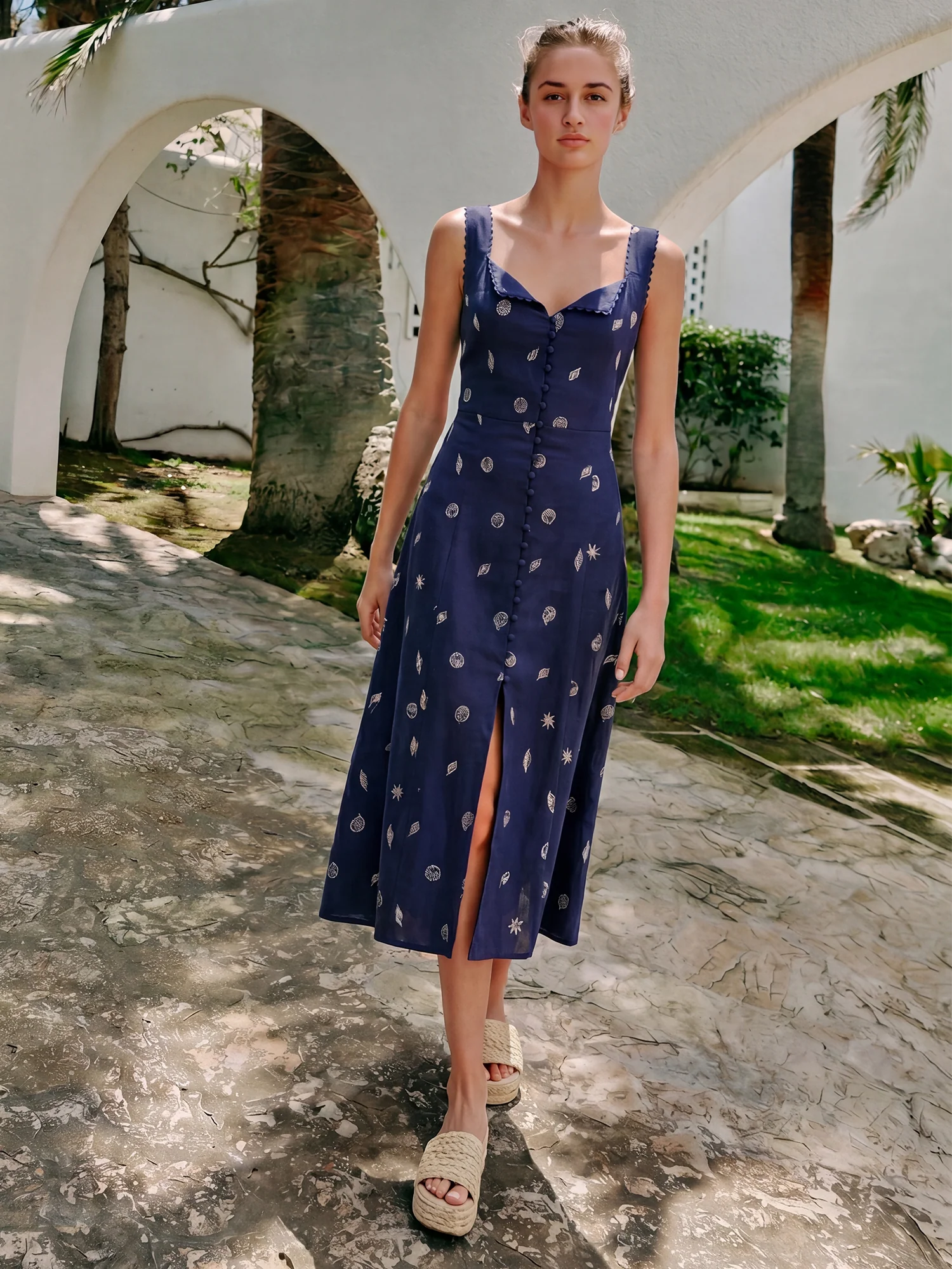 Floral Denim Midi Aline Sundress