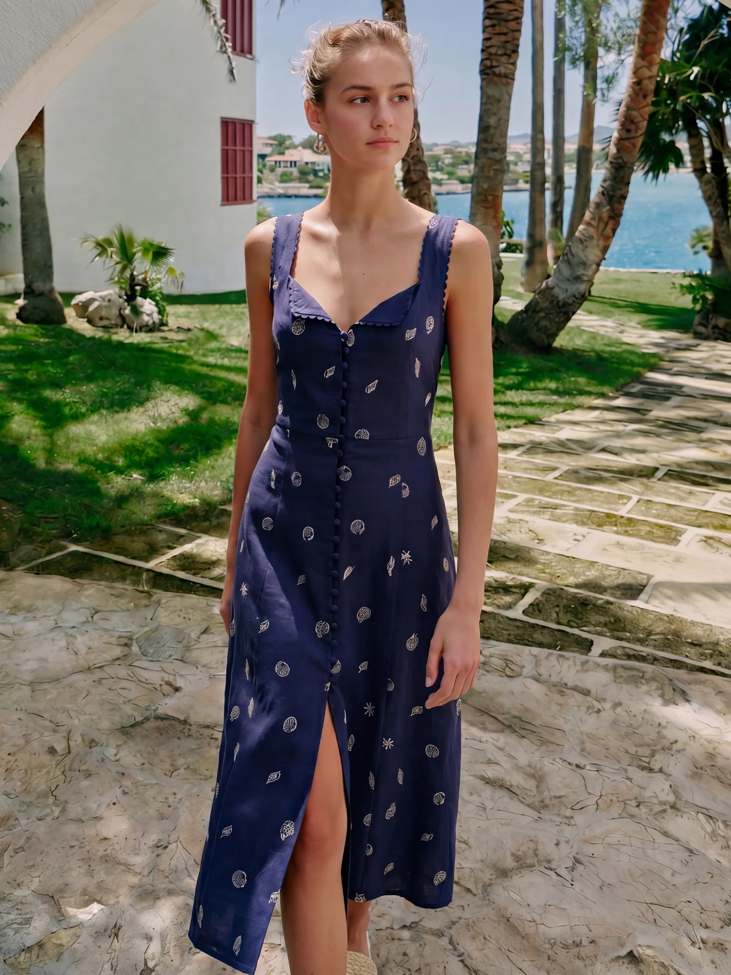 Floral Denim Midi Aline Sundress - Image 2