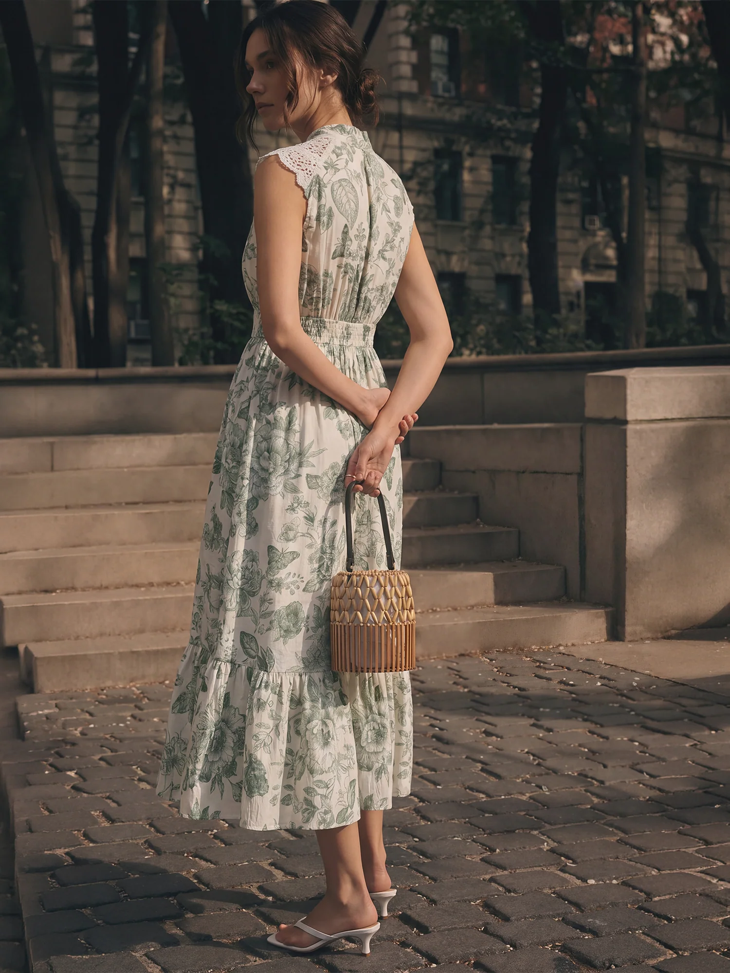 Floral Printed Button Down Shirt Midi Dress - Image 3