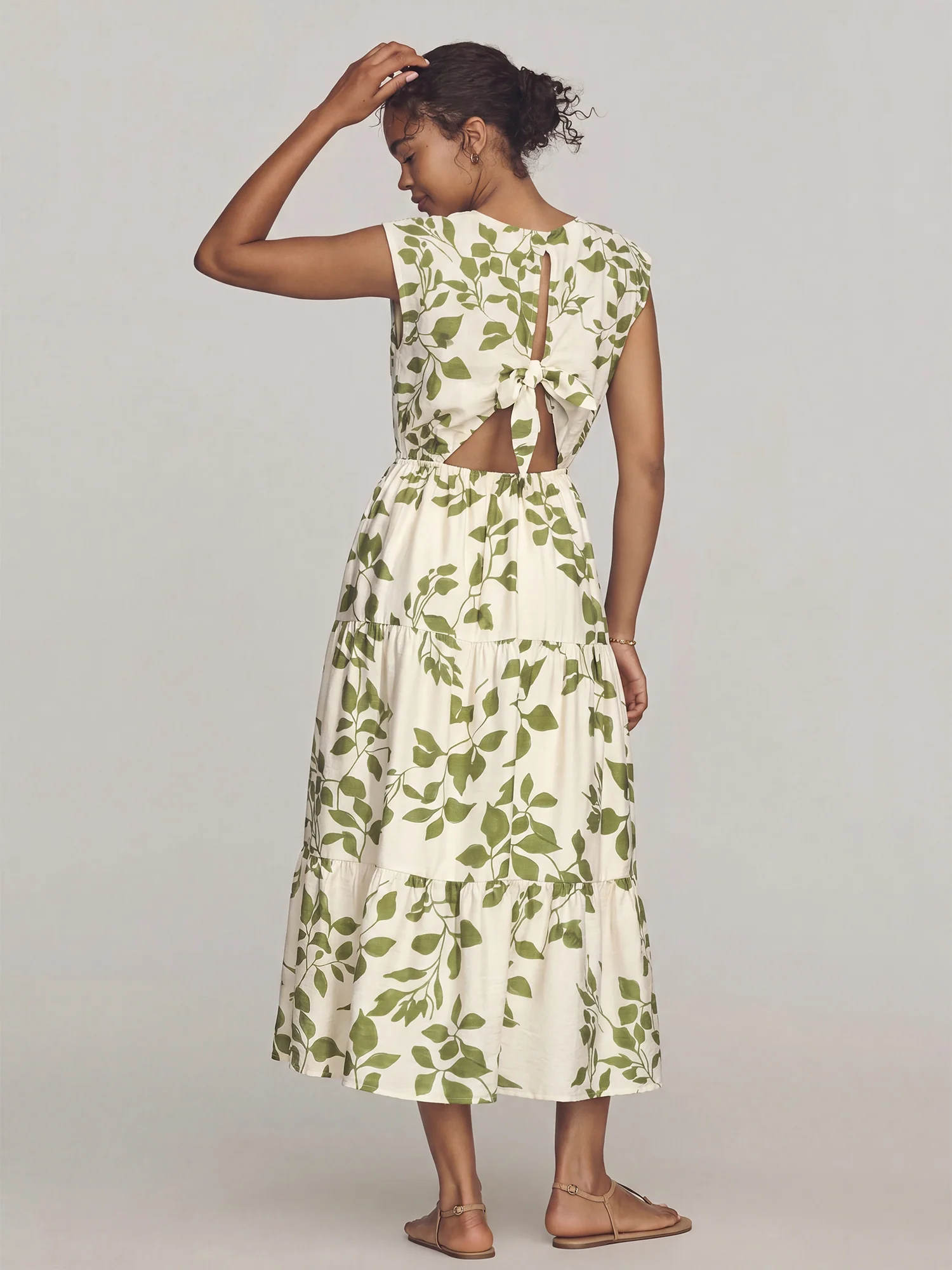 Floral Tiered Midi Sun Dress - Image 9