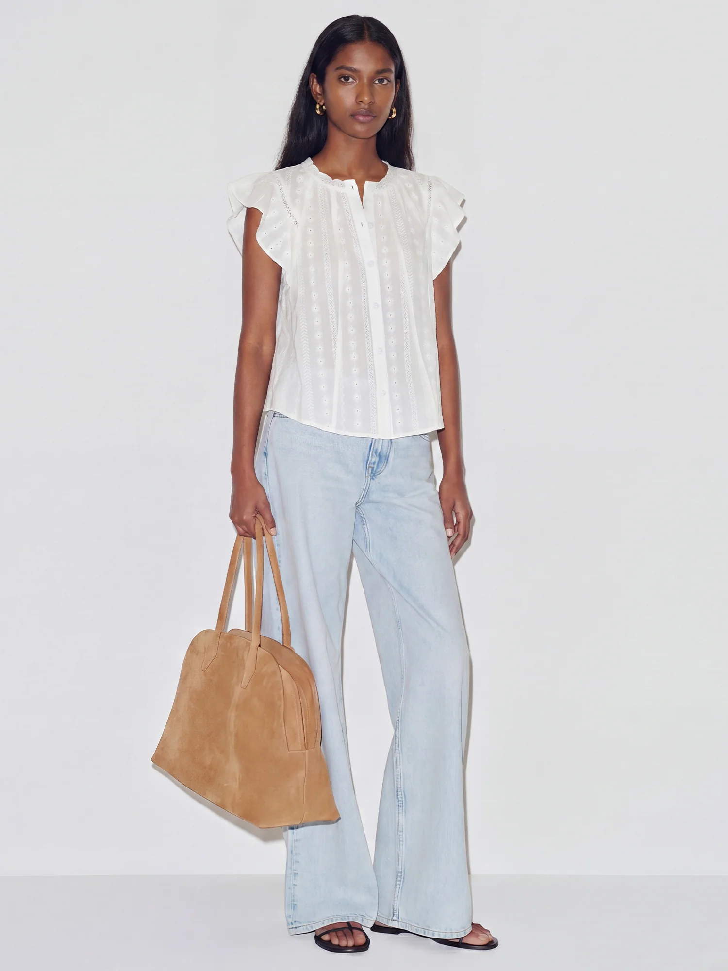 Flutter Sleeve Embrodeiry Blouse - Image 2