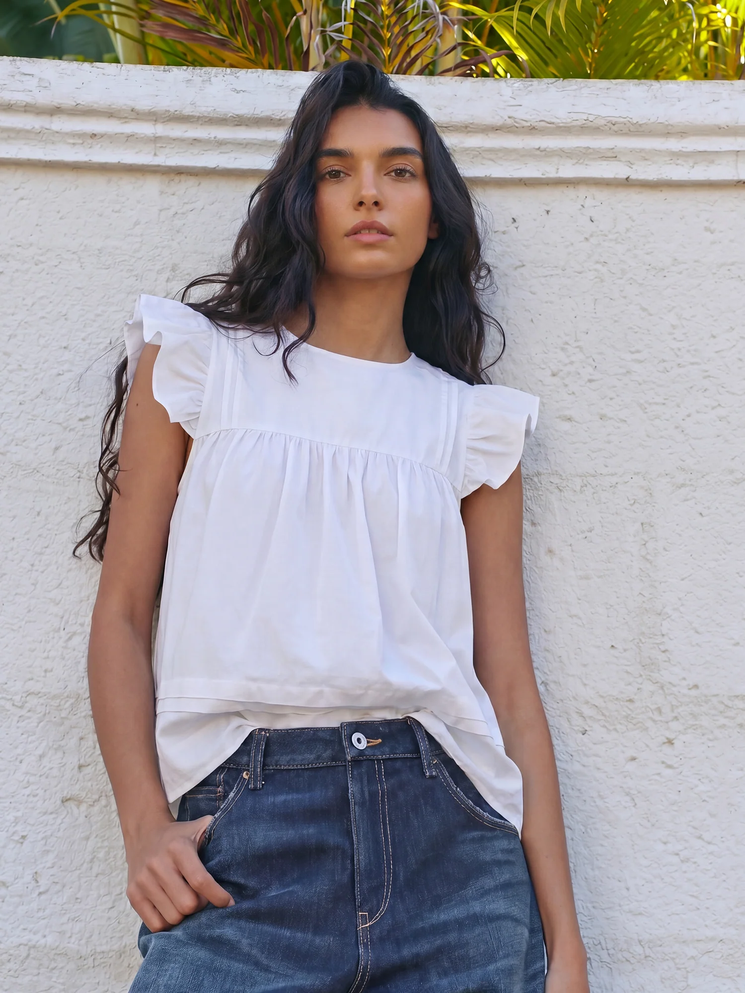 Flutter Sleeve Pin Tuck Blouse - Image 5