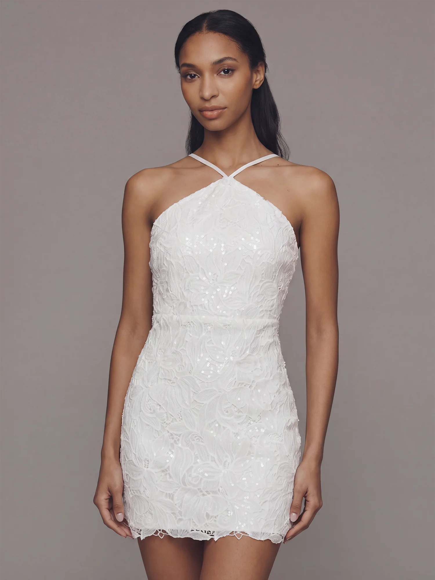 Halterneck Lace Mini Dress