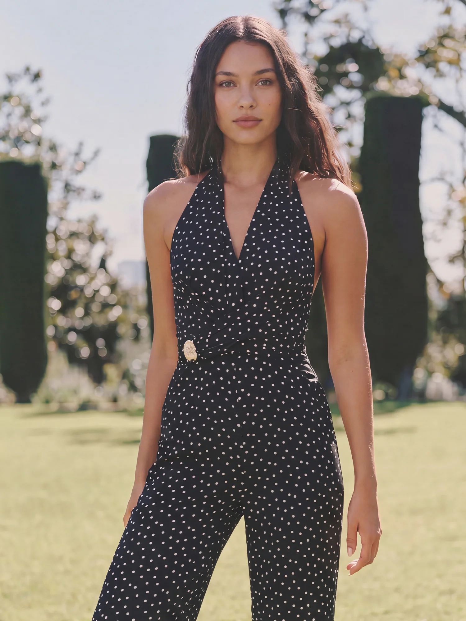 Halterneck Polka Dot Jumpsuit - Image 2