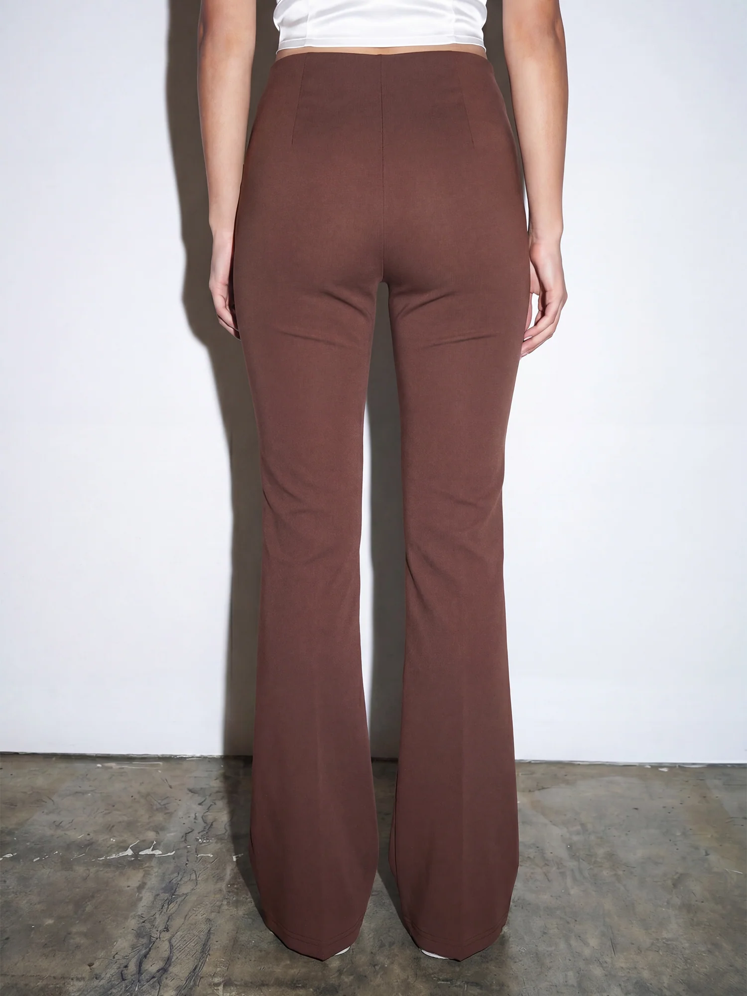 High Waisted Fitted Skinny Flare Ponte Stretch Pants - Image 7