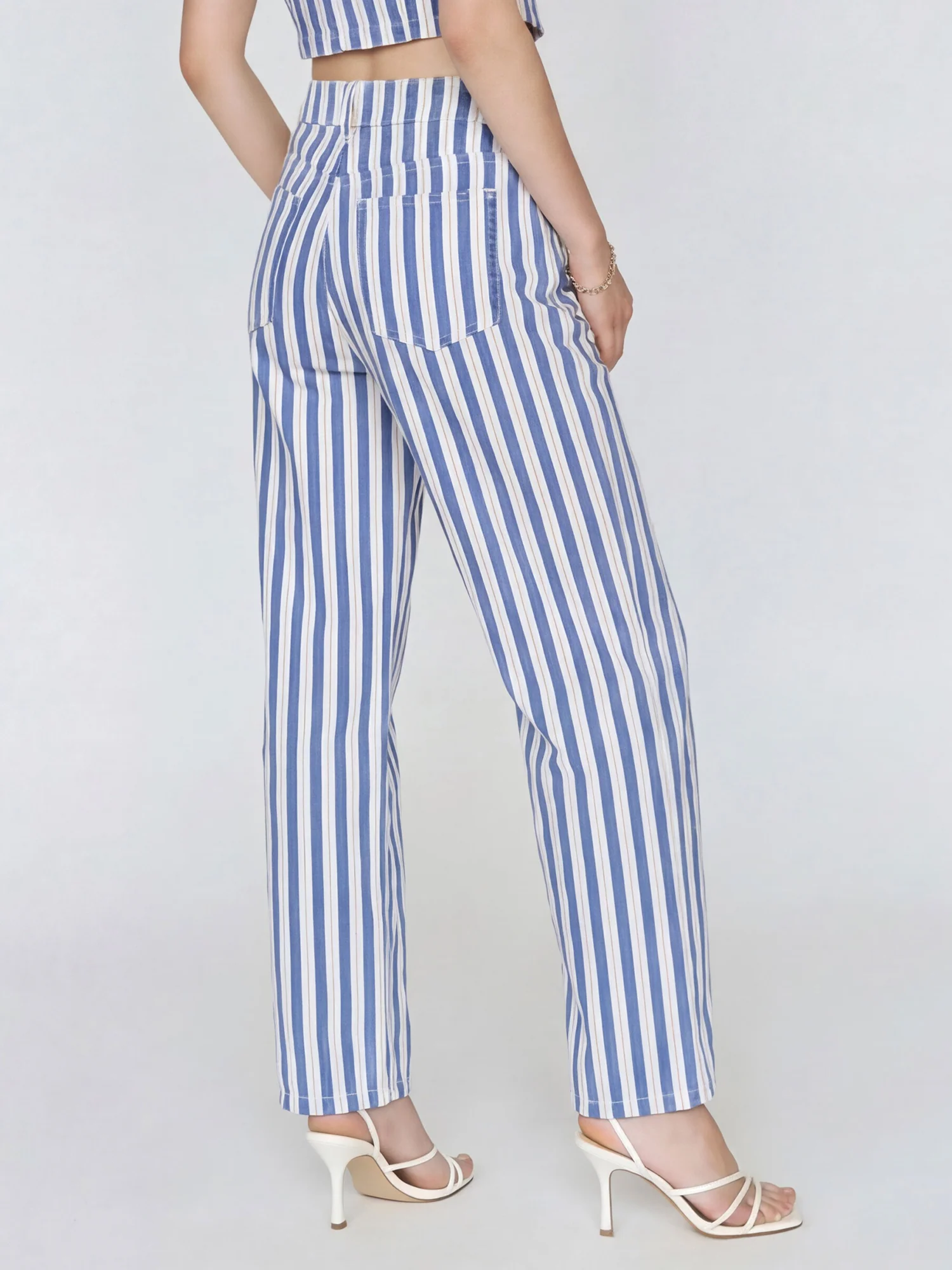 High Wasited Striped Straight Leg Pants - Image 4