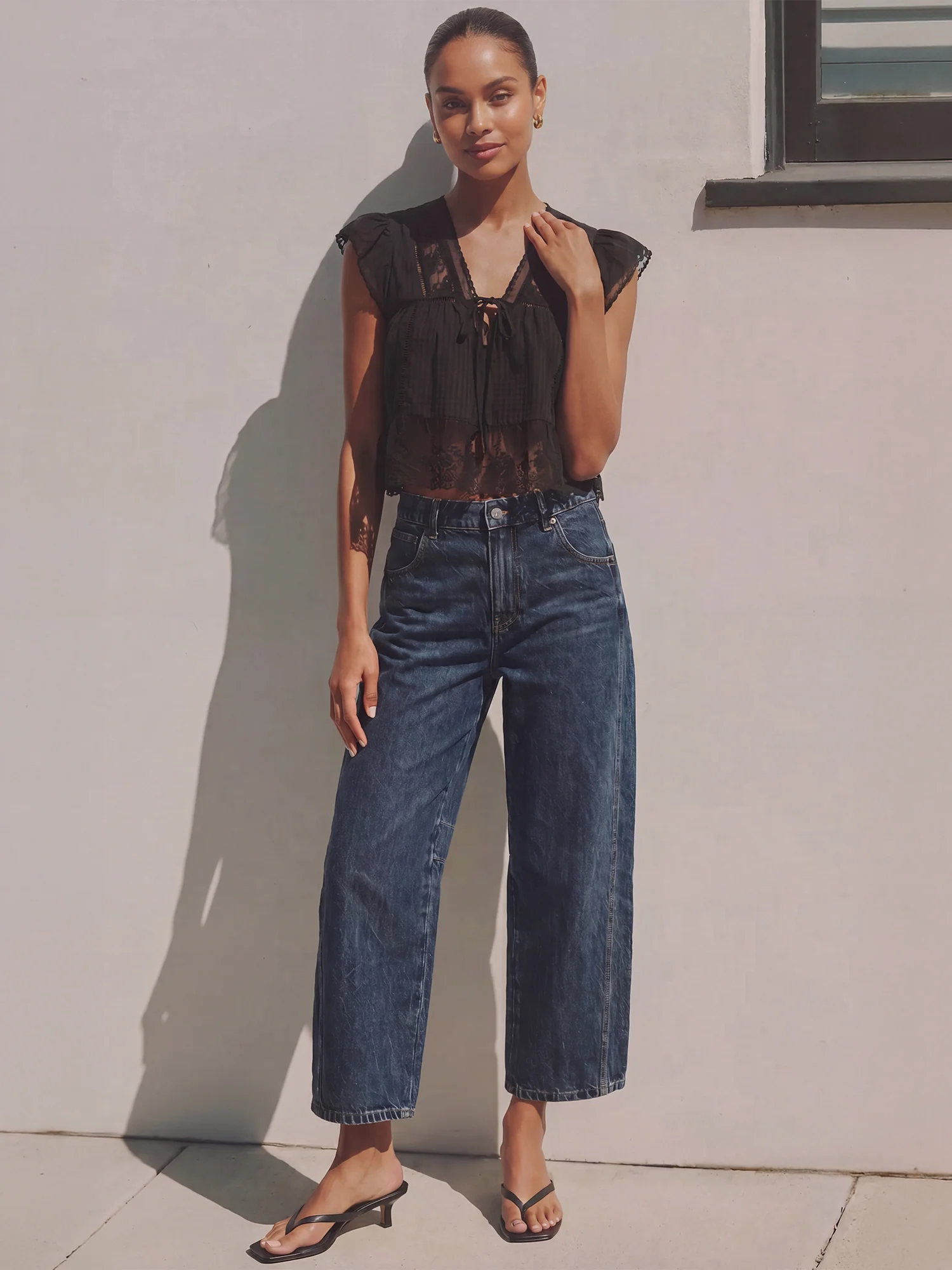 Lace Trim Boho Blouse - Image 2