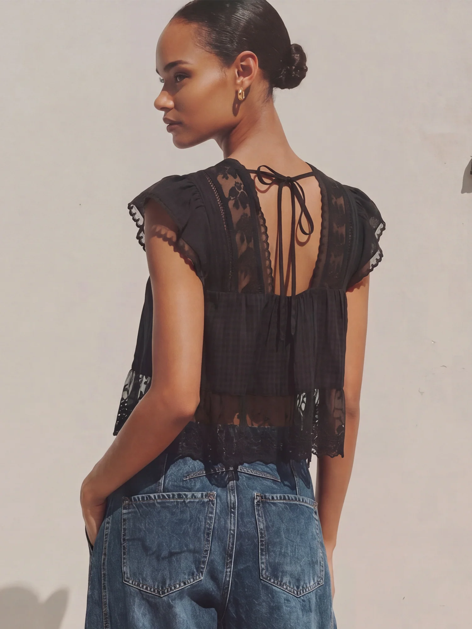 Lace Trim Boho Blouse - Image 4