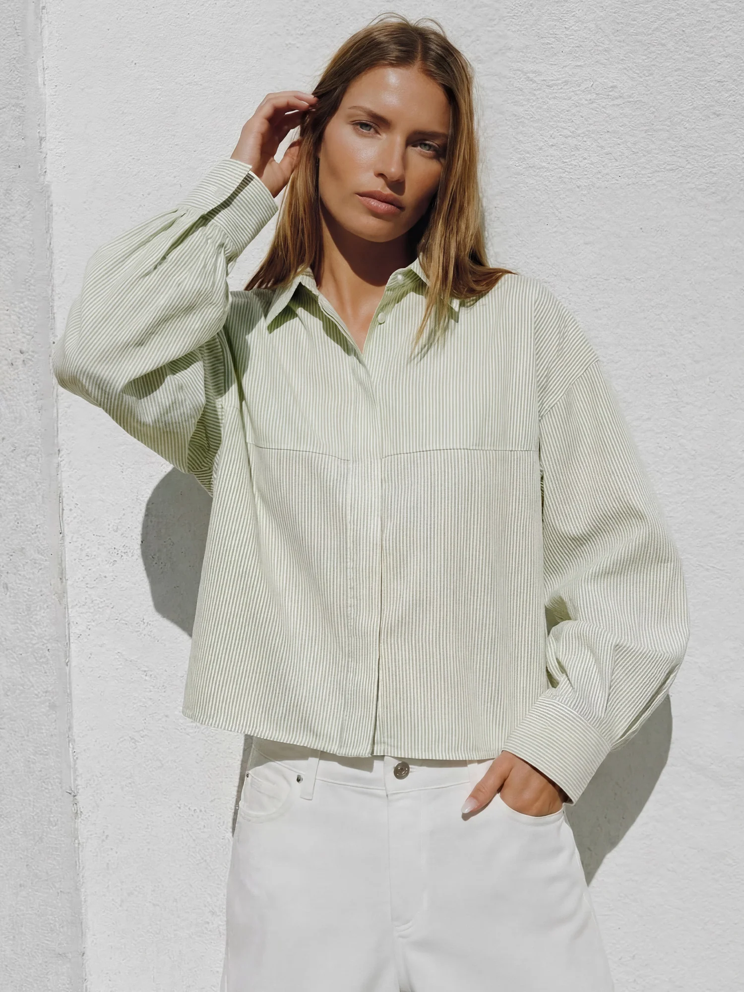 Long Puff Sleeves Button Down Shirt - Image 5