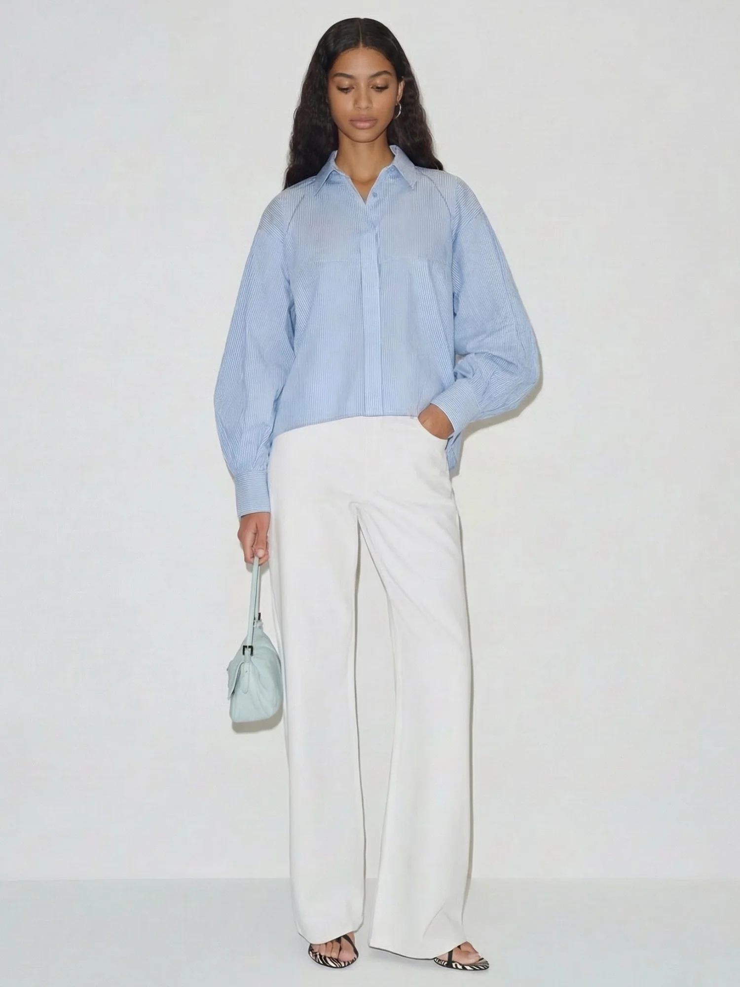 Long Puff Sleeves Button Down Shirt - Image 8