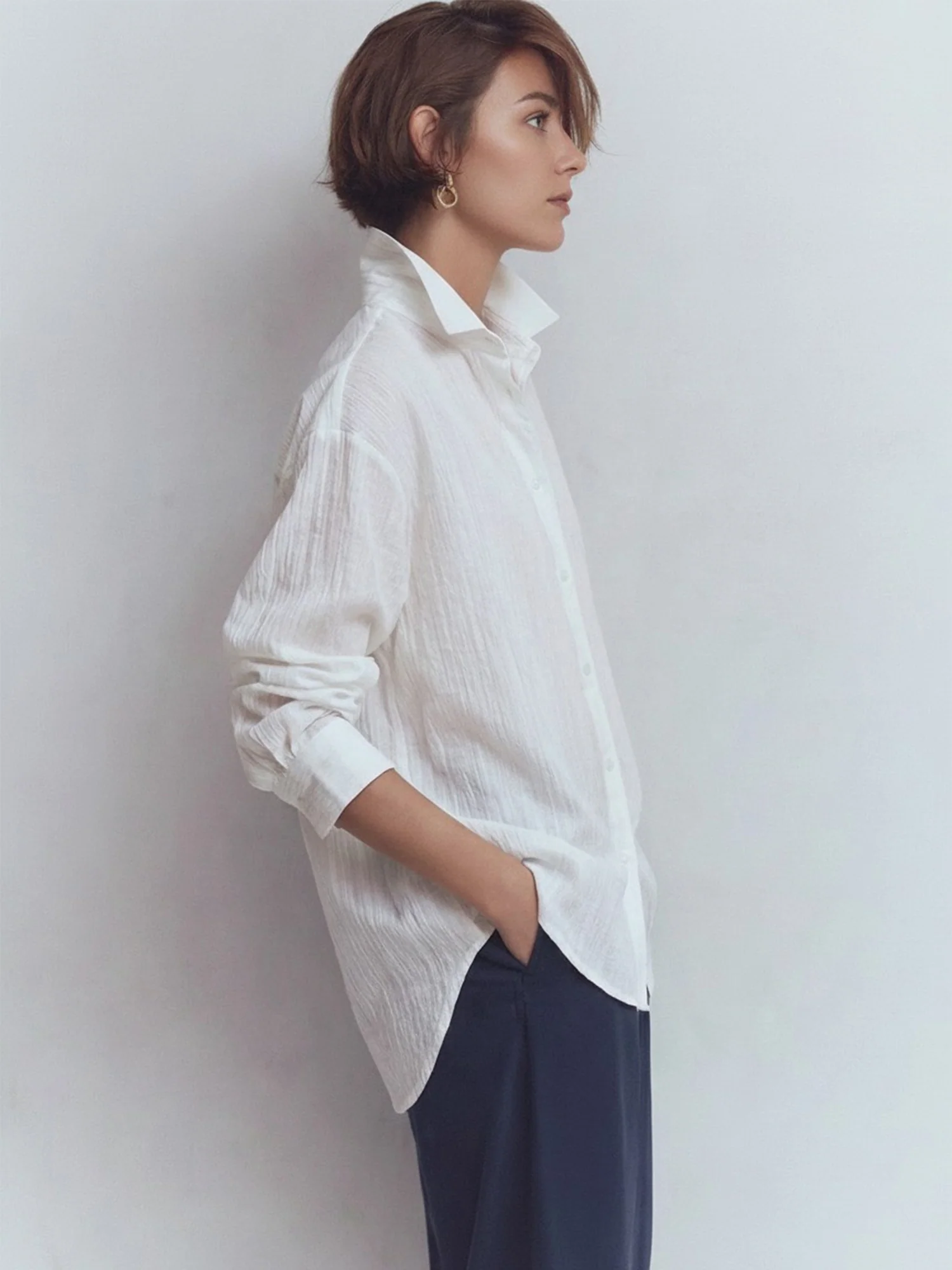 Long Sleeve Lightweight Button Down Shirt - Image 4