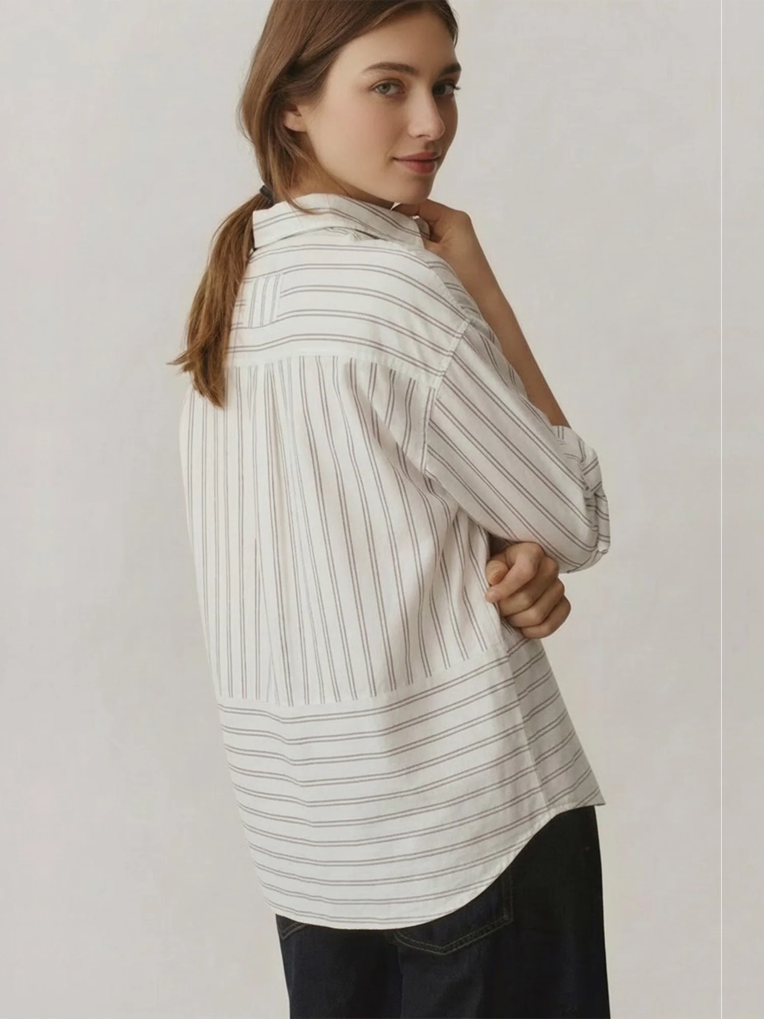 Long Sleeves Classic Striped Button Down Shirt - Image 4