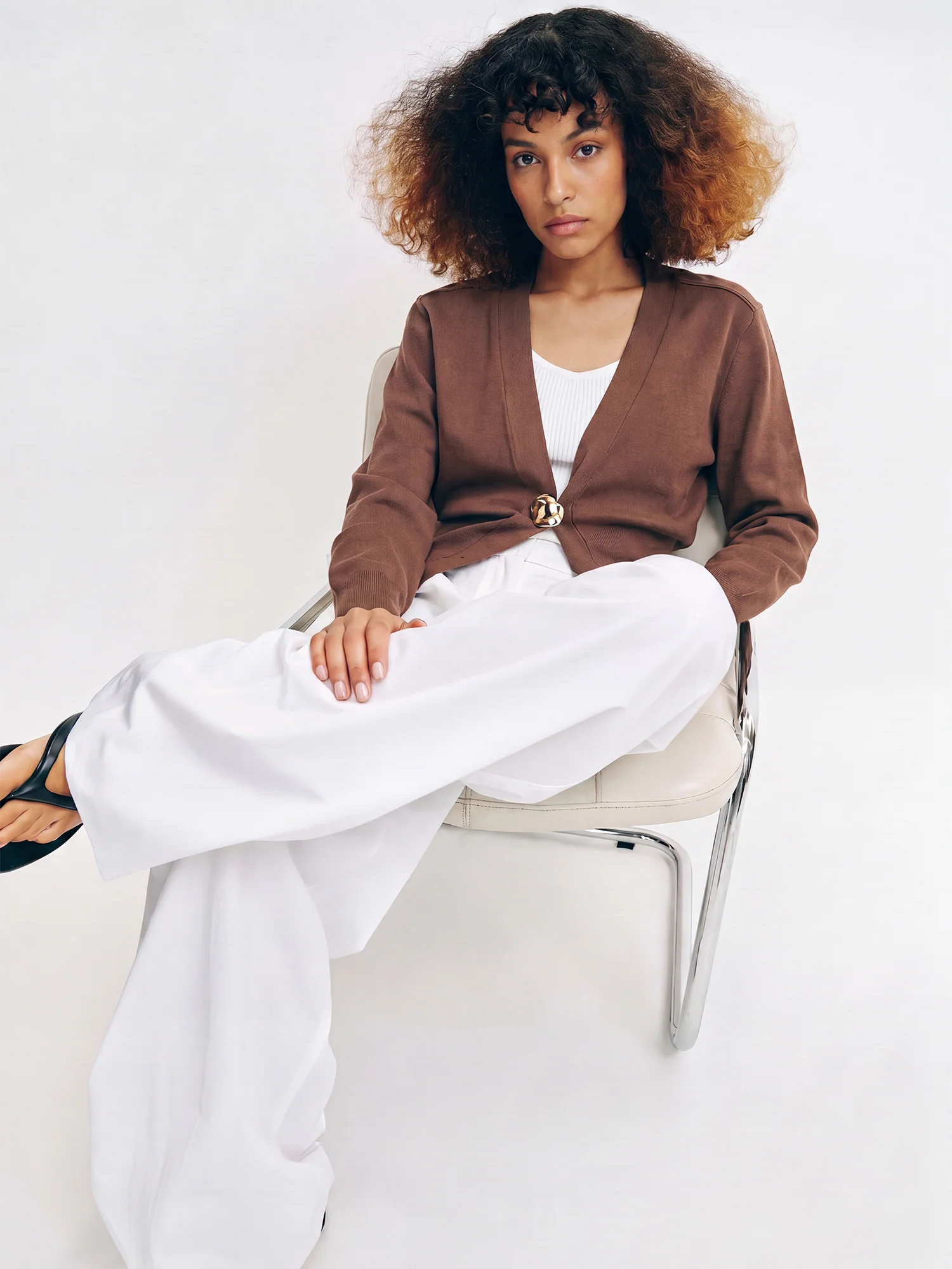 Long Sleeves One Button Cardigan - Image 6