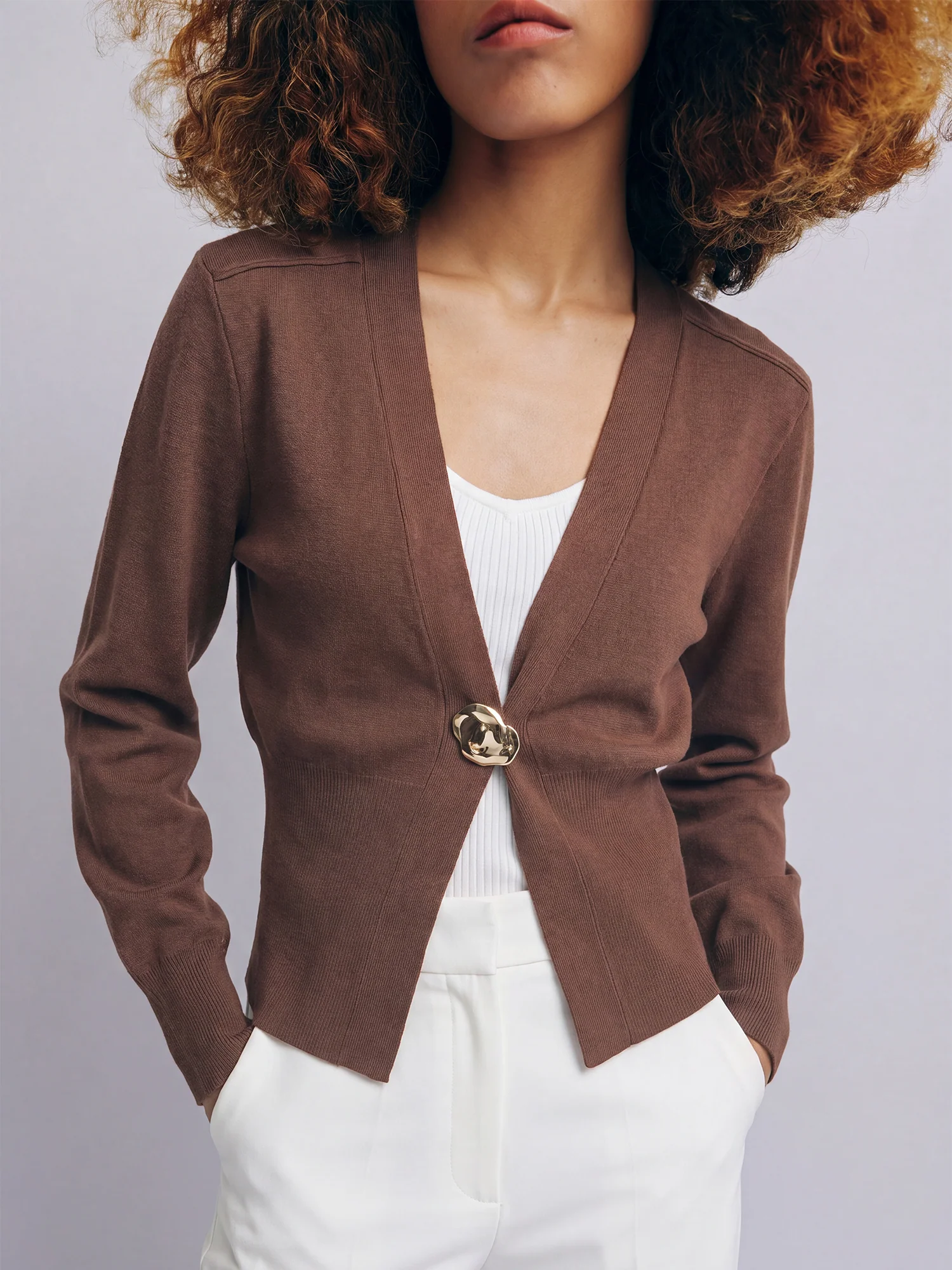 Long Sleeves One Button Cardigan - Image 7