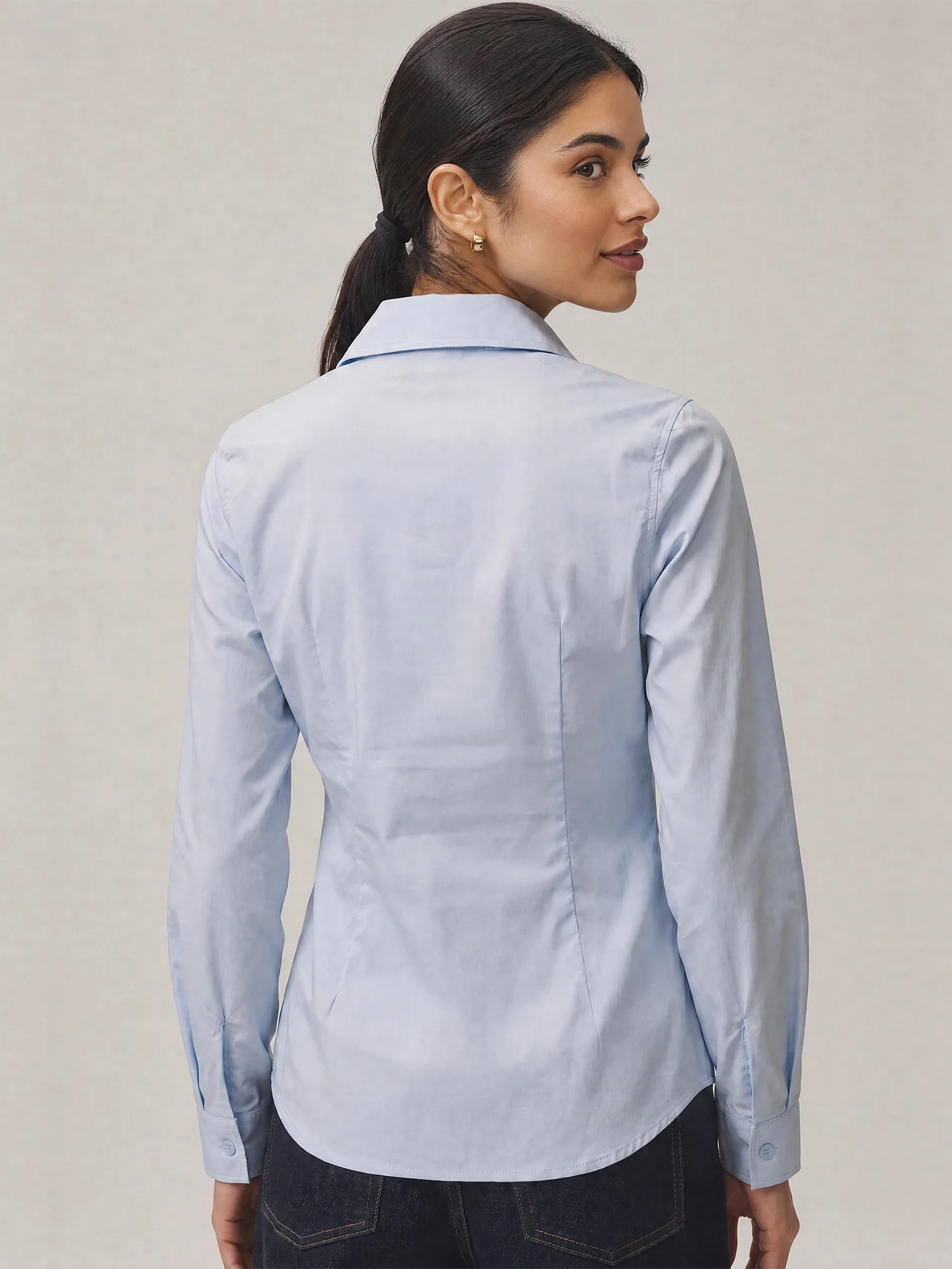 Longsleeves Stretch Cotton Poplin Hourglass Shirt - Image 3