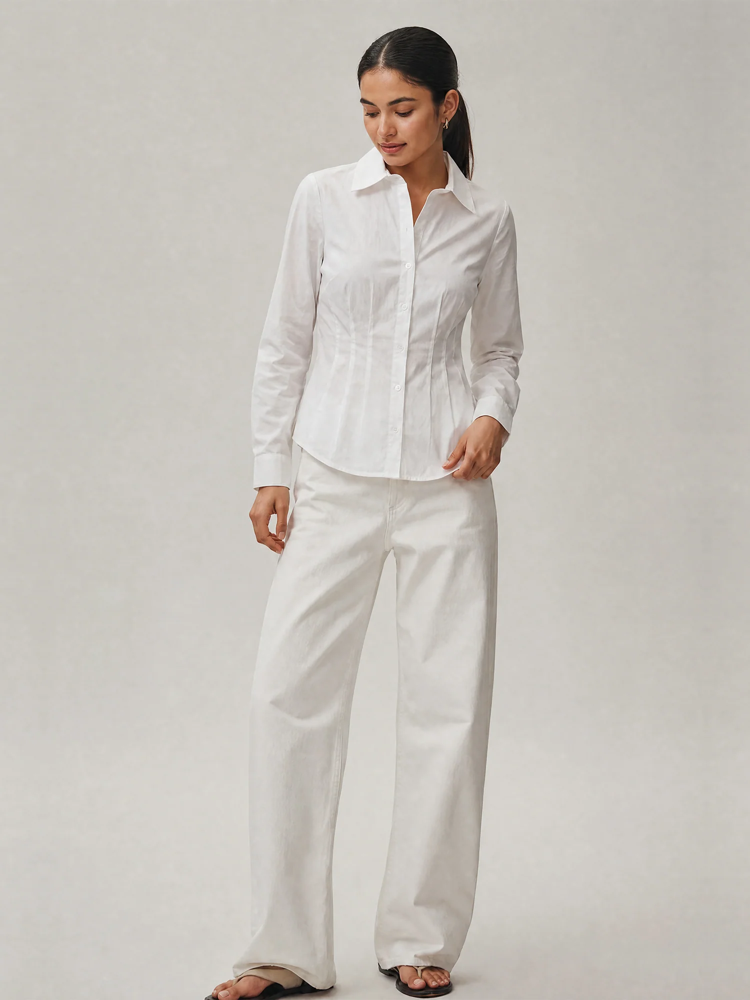 Longsleeves Stretch Cotton Poplin Hourglass Shirt - Image 6