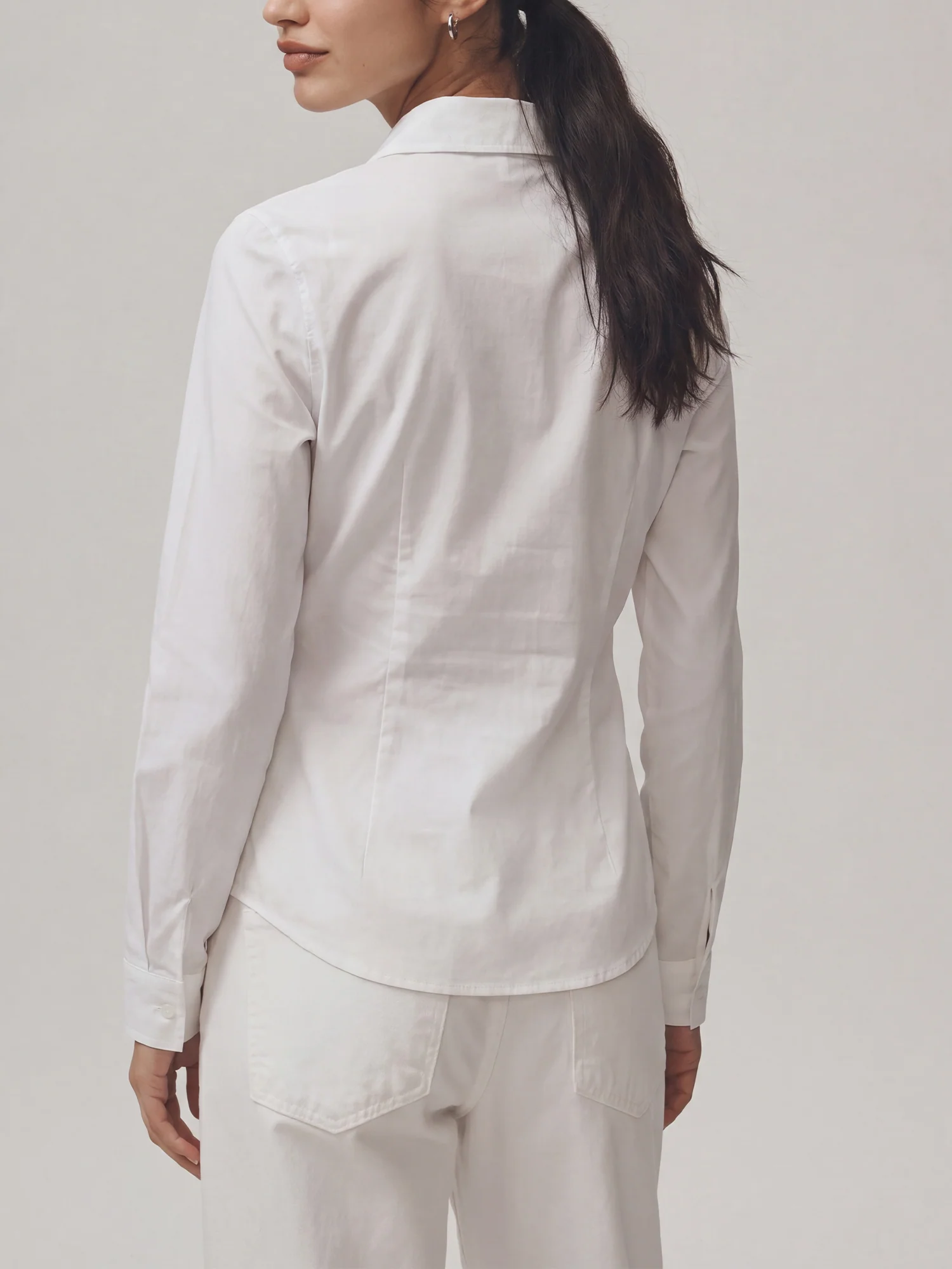 Longsleeves Stretch Cotton Poplin Hourglass Shirt - Image 7