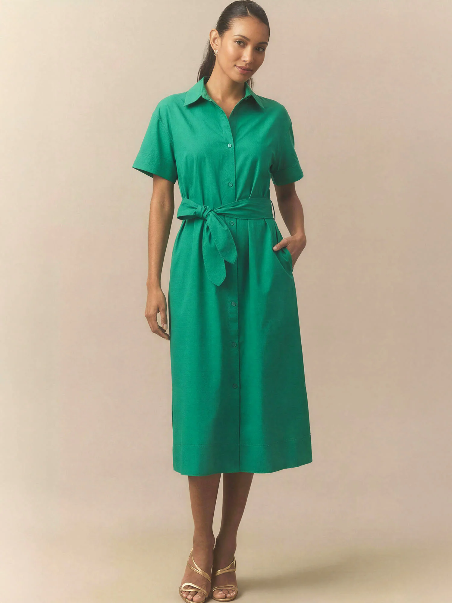 Button Down Shirt Midi Dress - Image 6