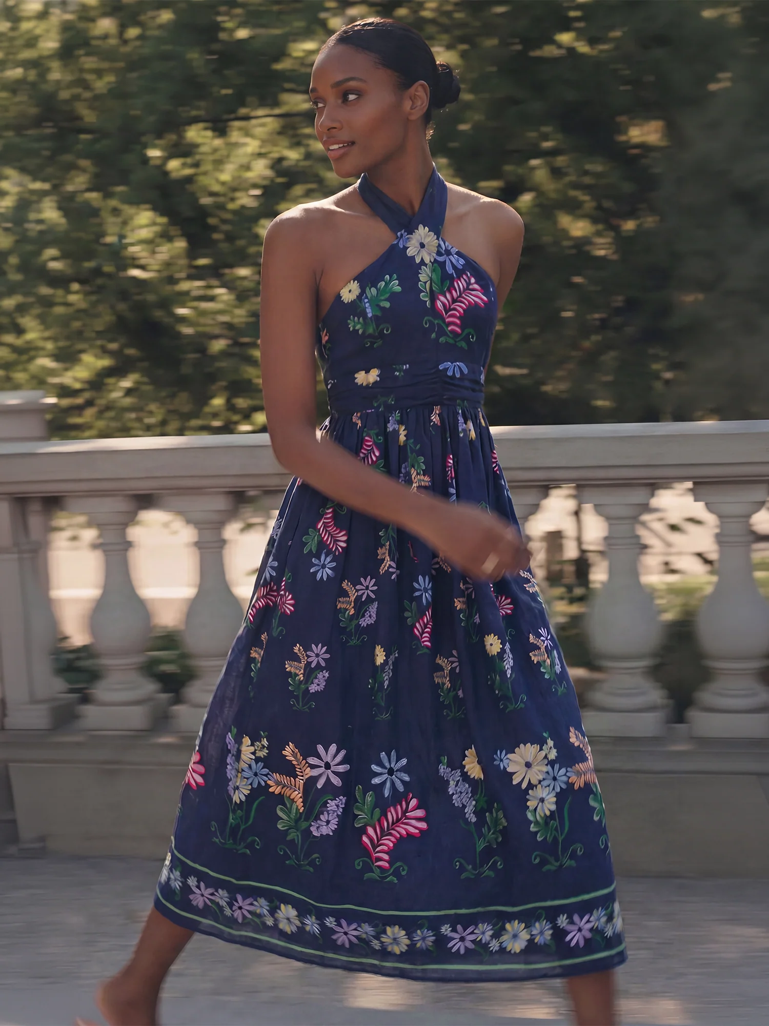 Mila Floral Midi Halter Cotton Dress - Image 2
