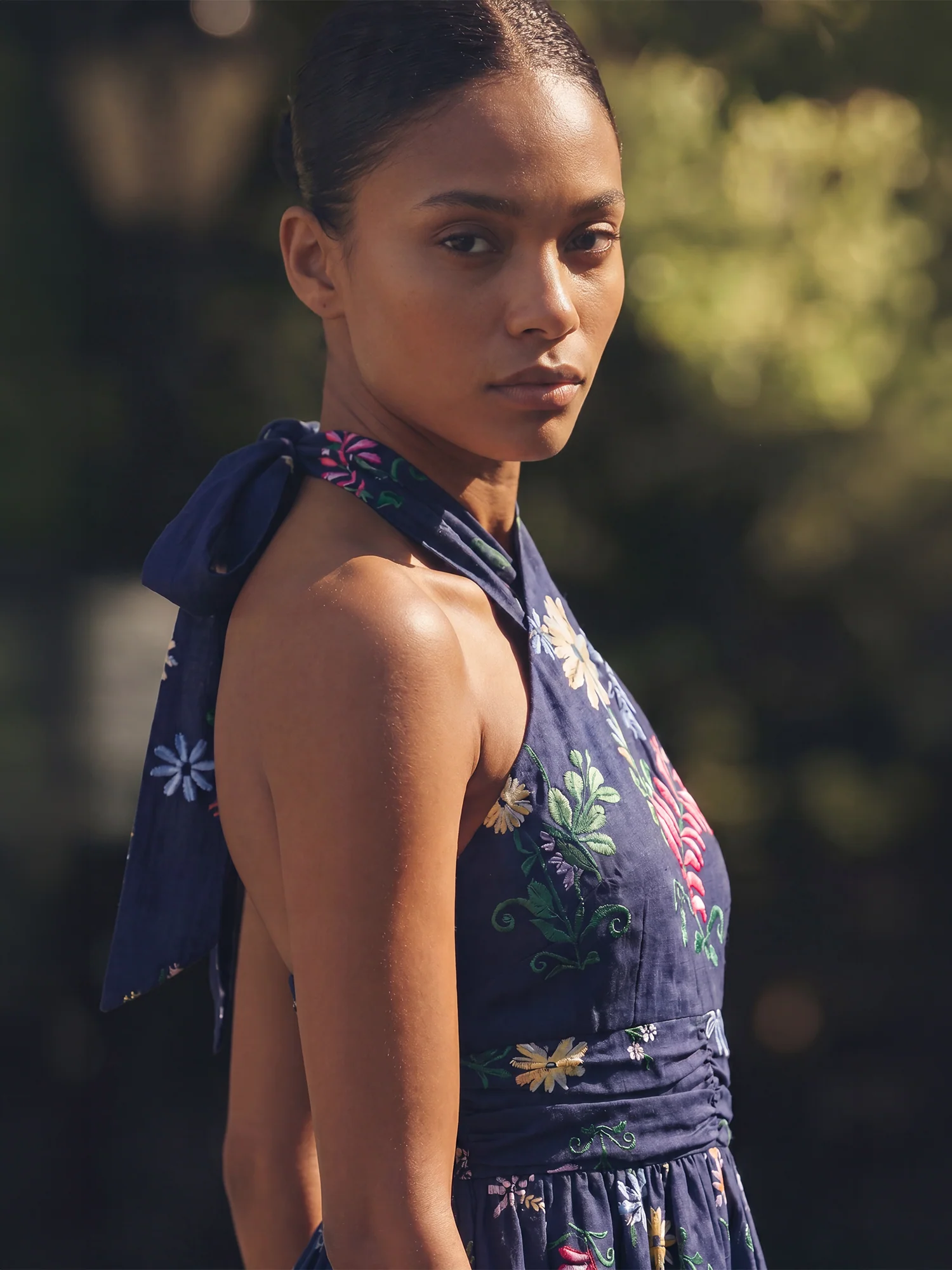 Mila Floral Midi Halter Cotton Dress - Image 3