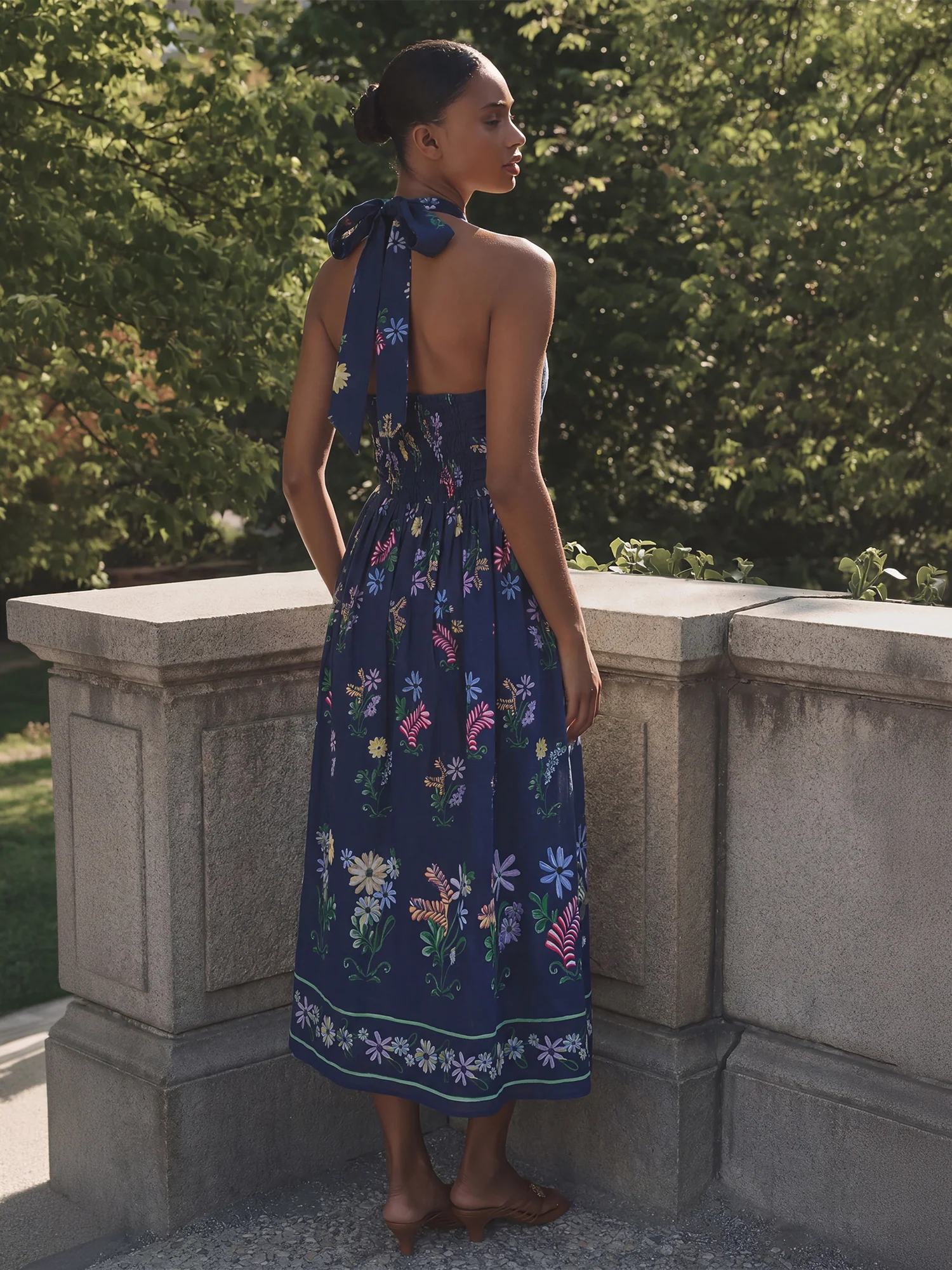 Mila Floral Midi Halter Cotton Dress - Image 4