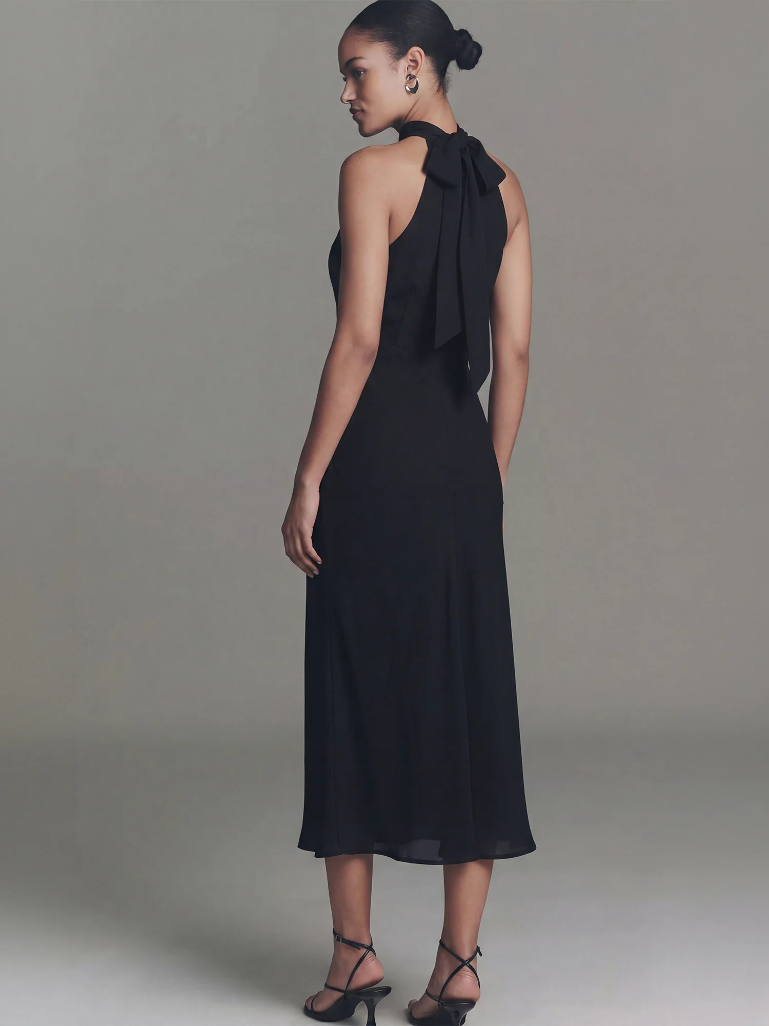 Mock Neck Chiffon Midi Dress - Image 3