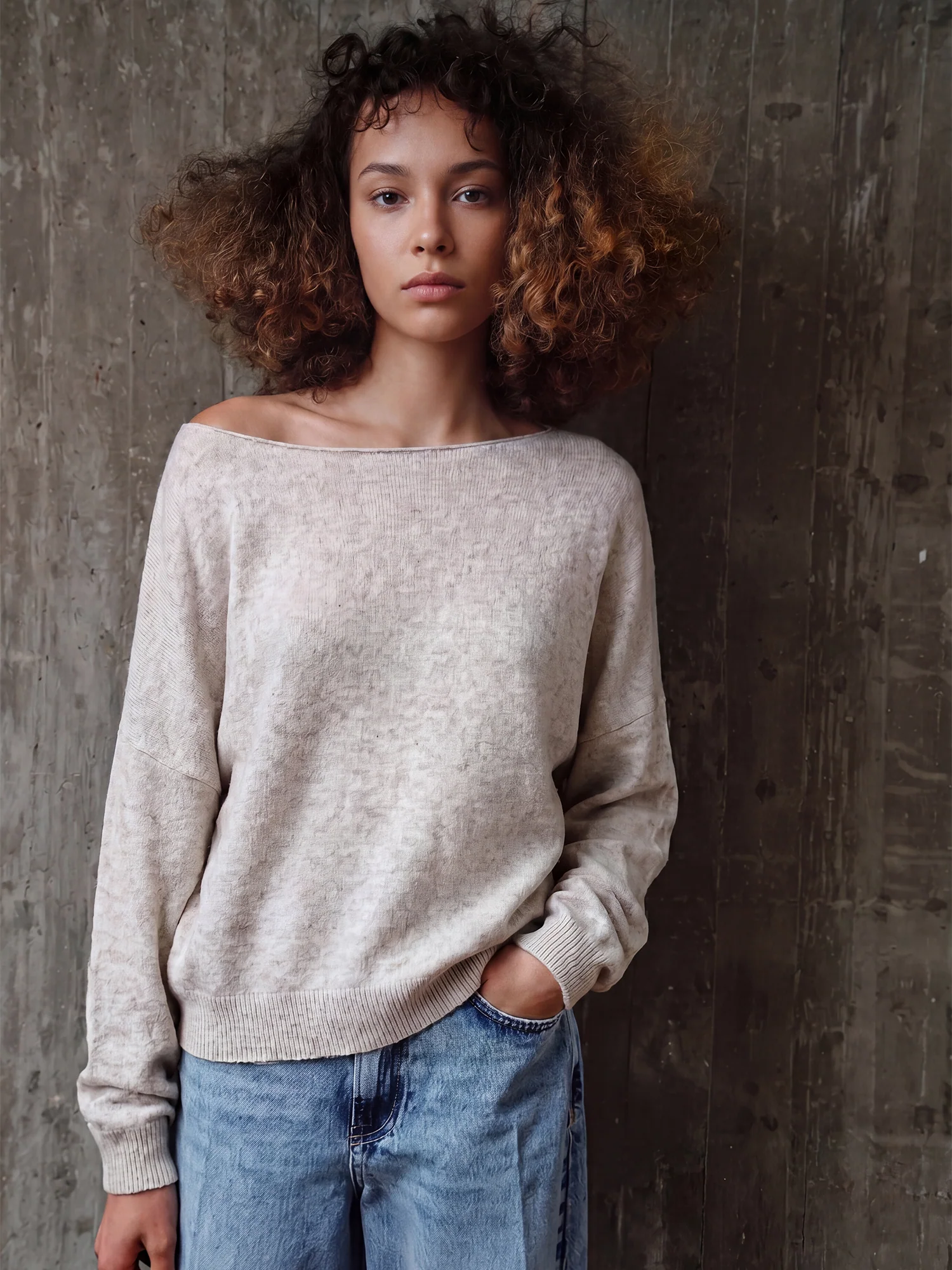 Off The Shoulder Plush Slouchy Sweater - Image 5