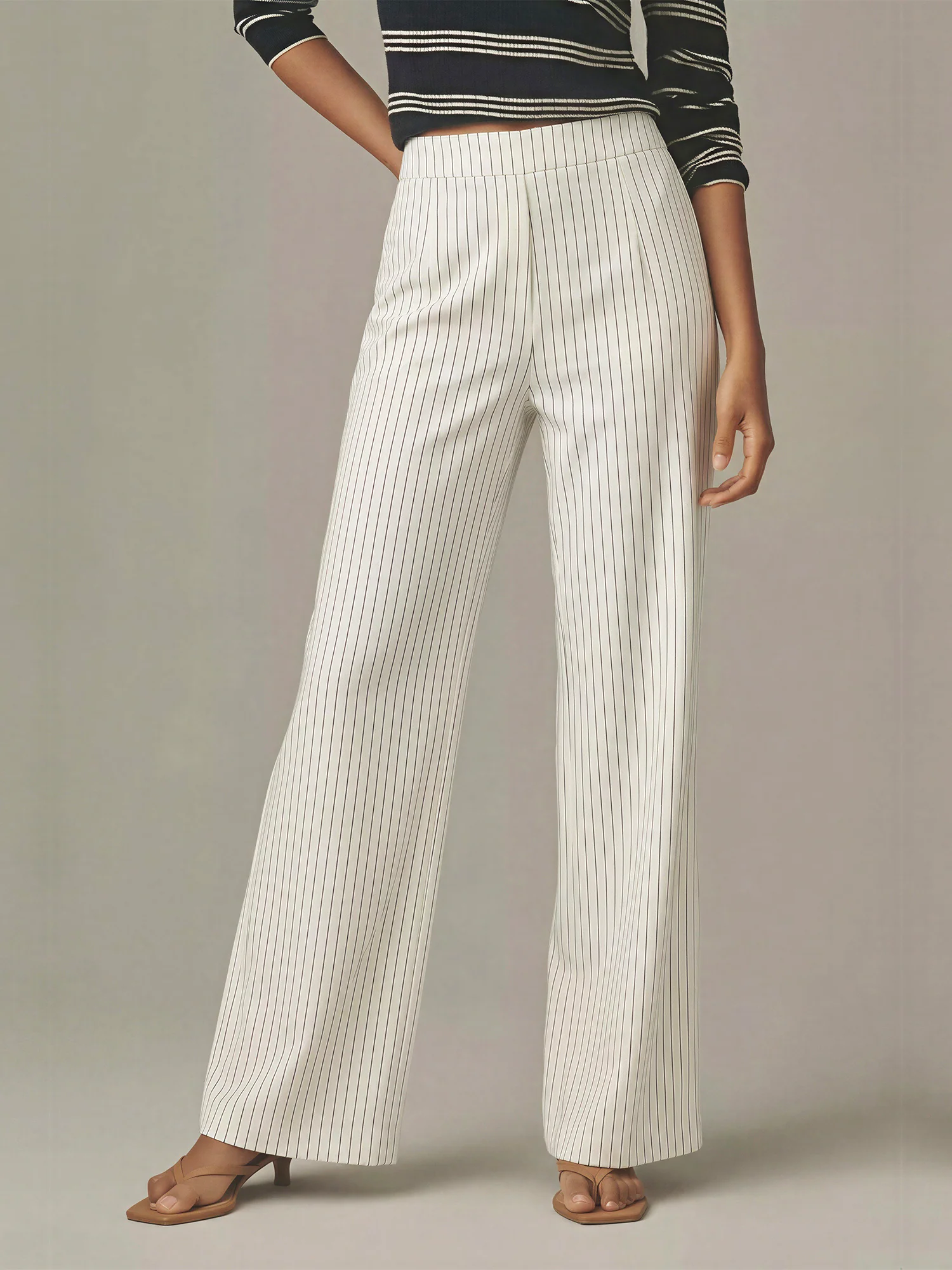 Pin Stripe Wide Leg Pull On Pants - Image 12