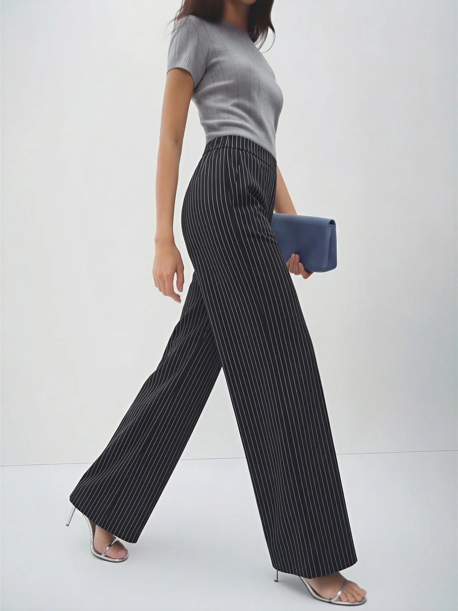 Pin Stripe Wide Leg Pull On Pants - Image 3