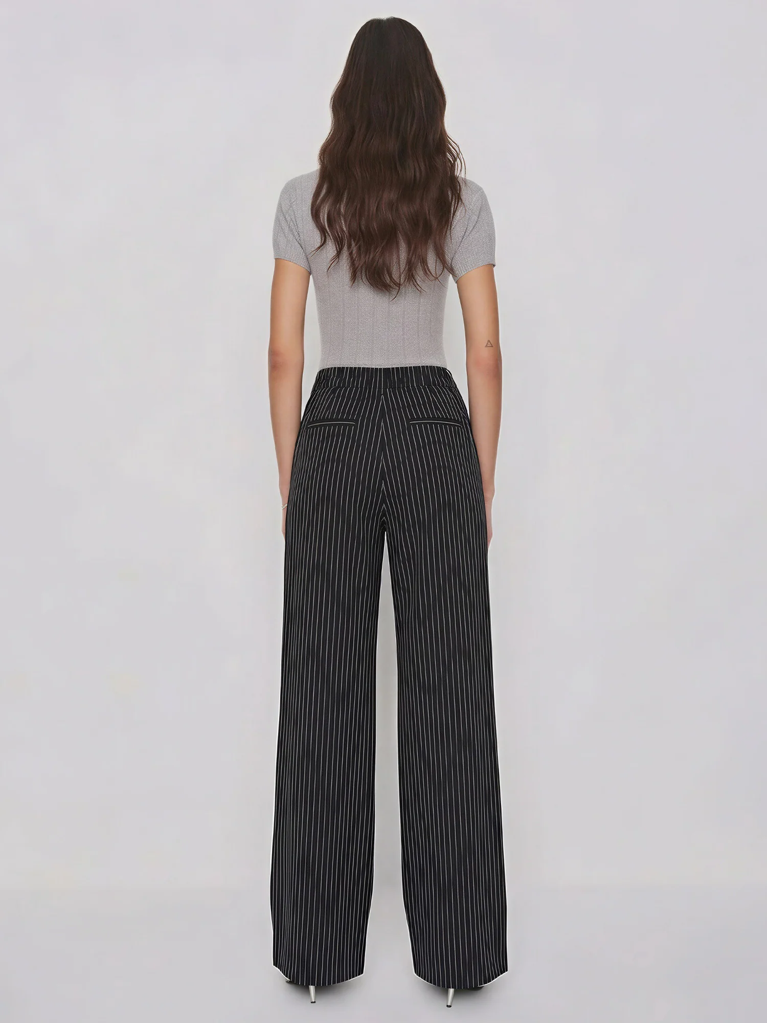 Pin Stripe Wide Leg Pull On Pants - Image 5