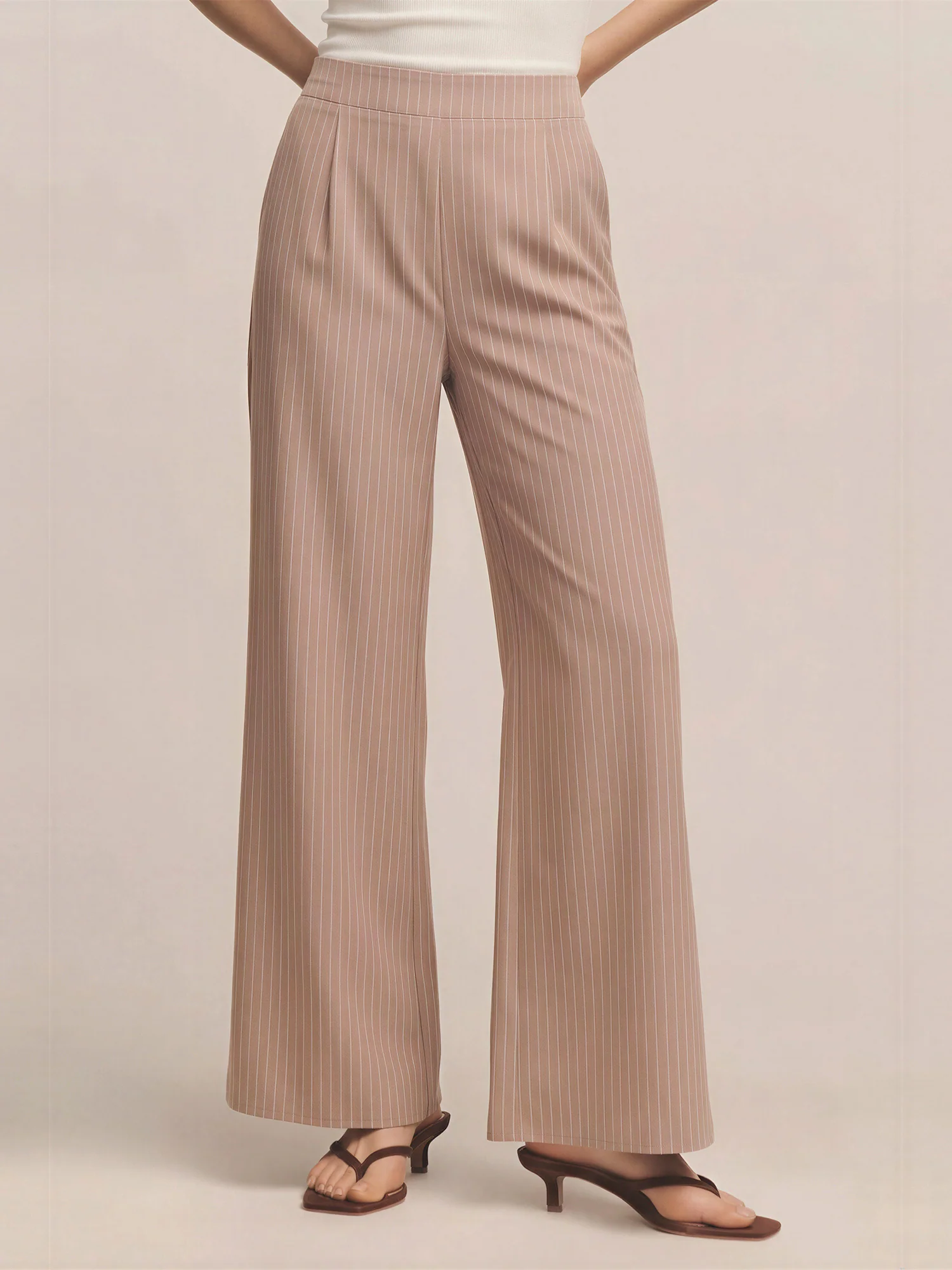 Pin Stripe Wide Leg Pull On Pants - Image 8