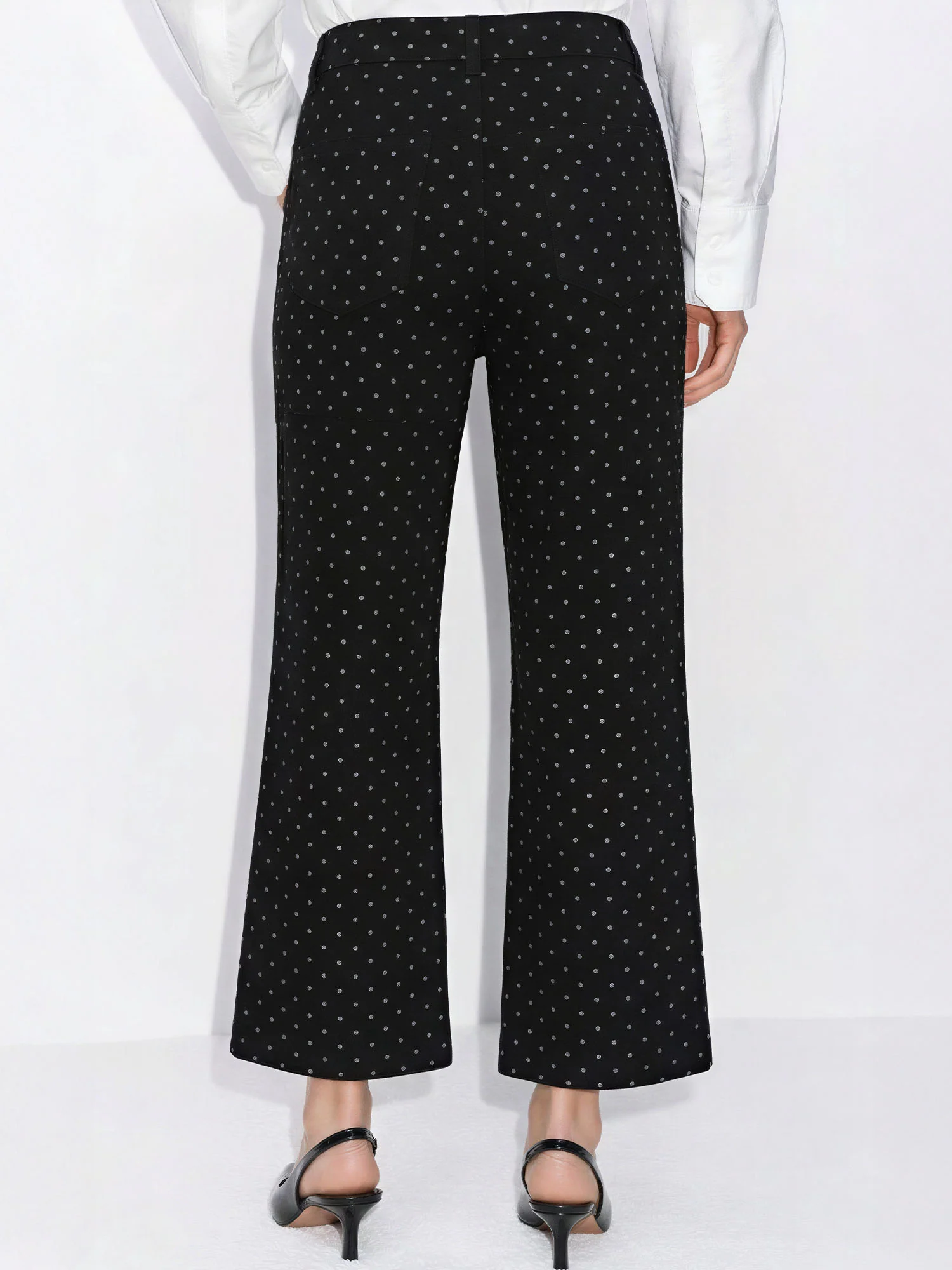 Polka Dot Straight Leg Denim Pants - Image 4
