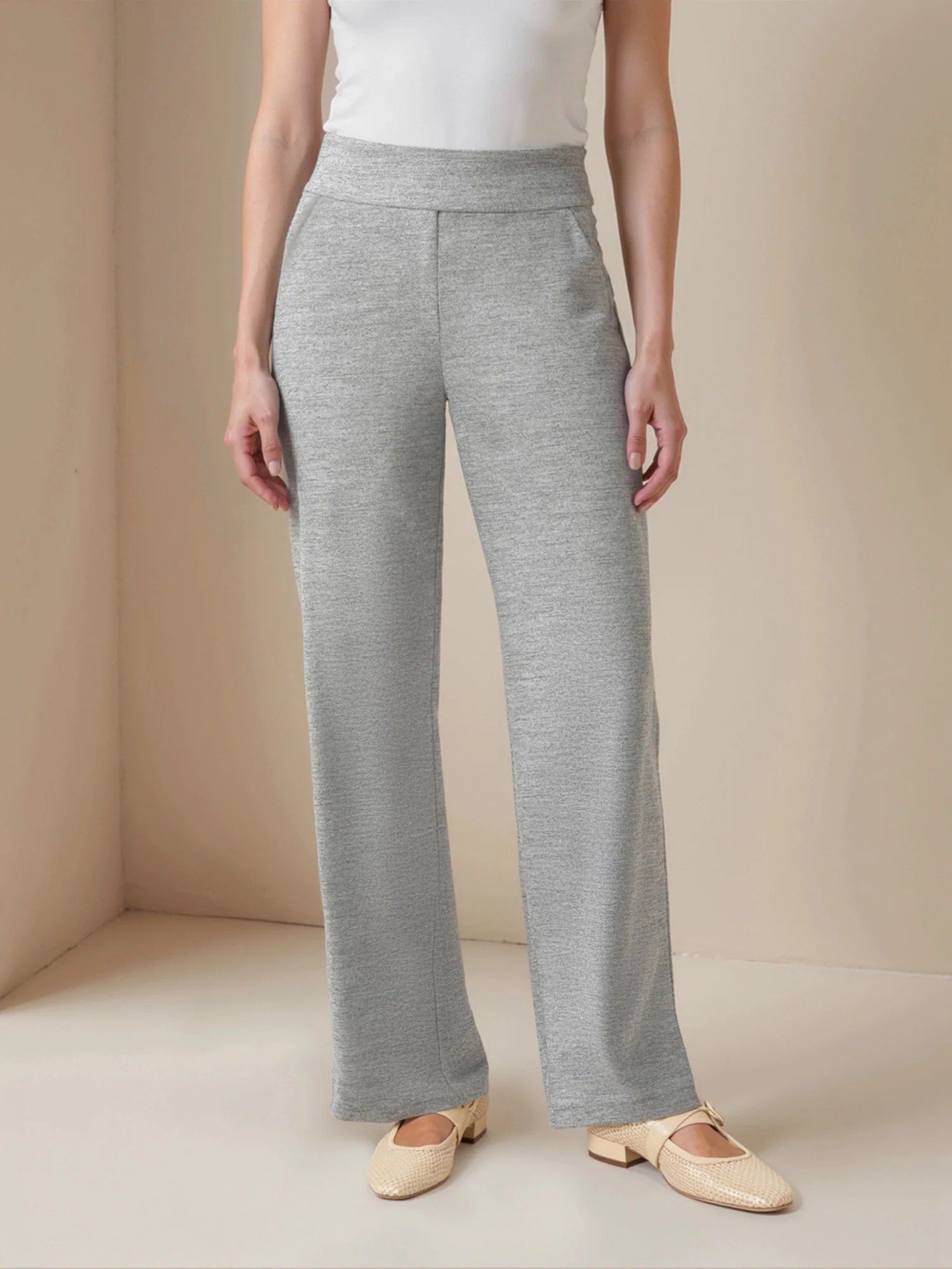 Ponte Wide Leg Mid Rise Pant - Image 4