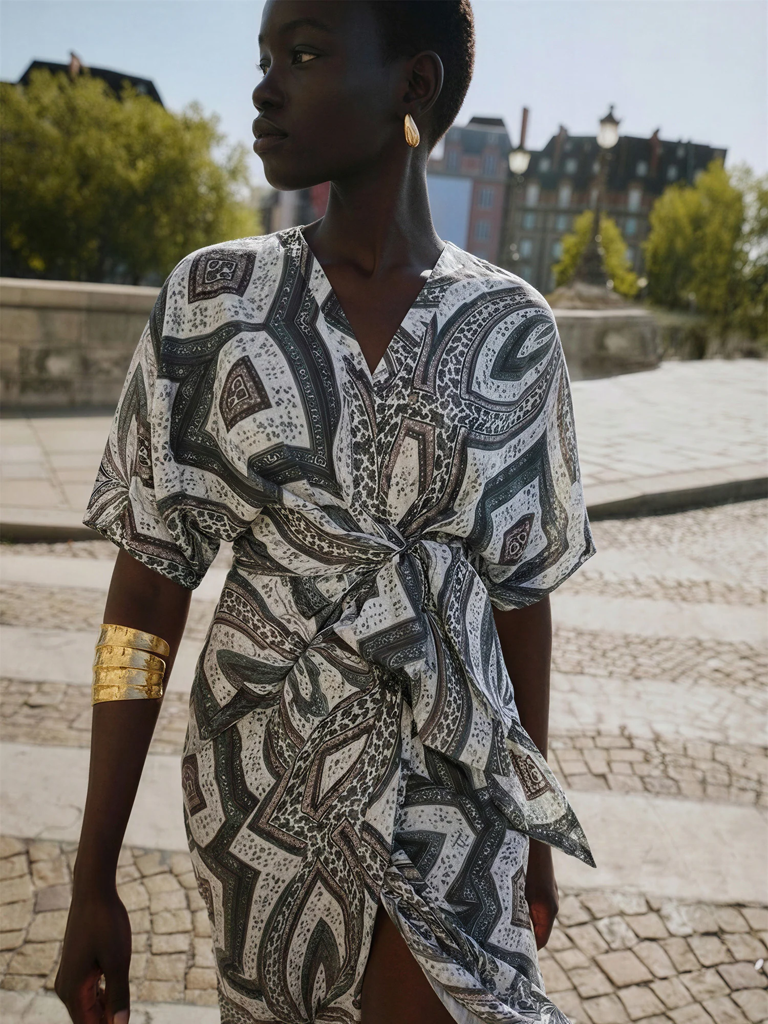 Printed Button Down Woven Mini Dress - Image 2